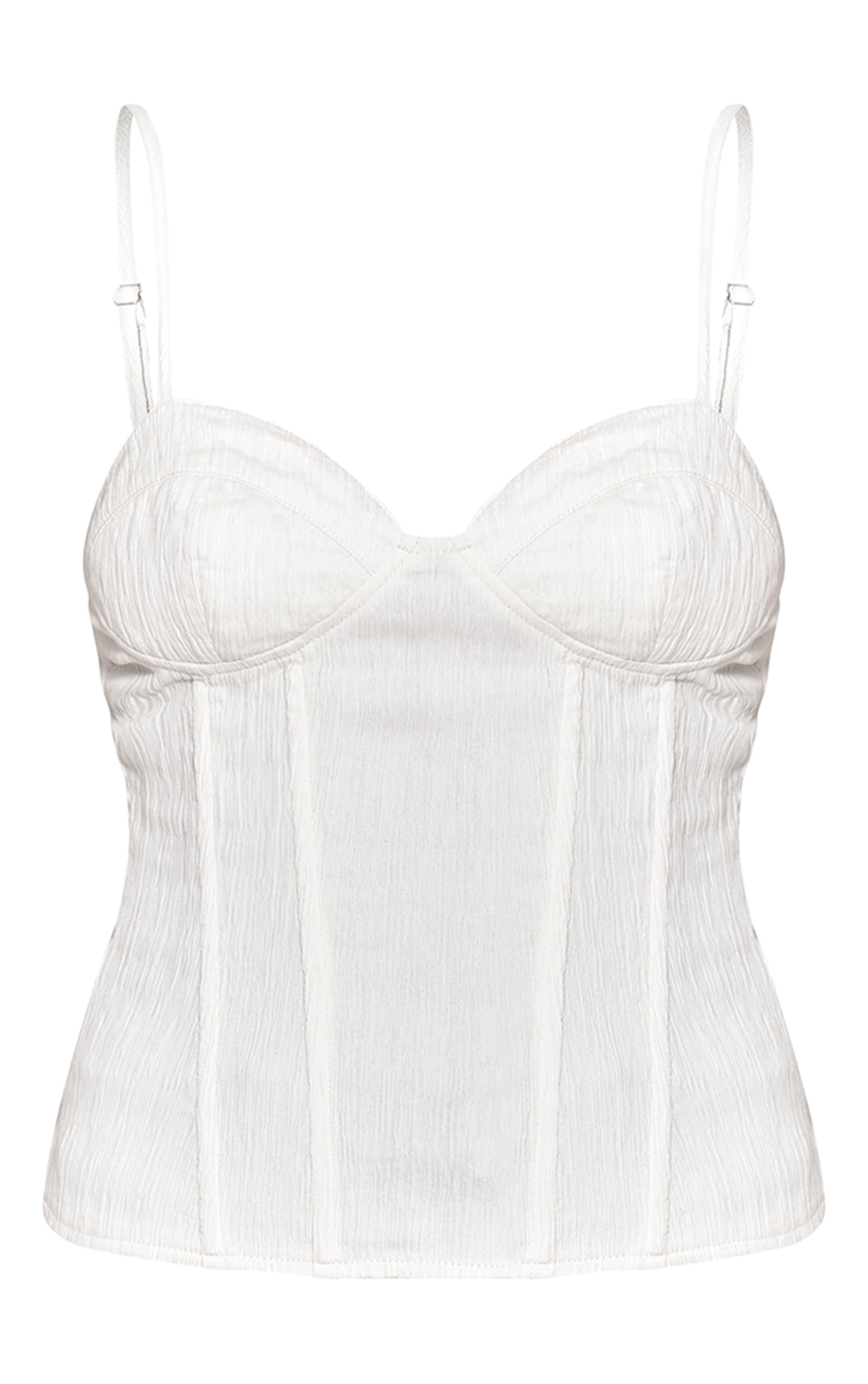 Cream Textured Strappy Longline Corset image 5