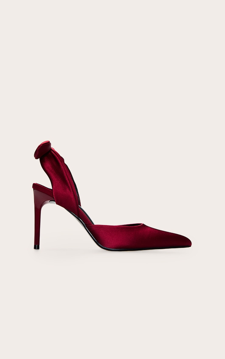 Burgundy Bow Fastening Sling Back image 2