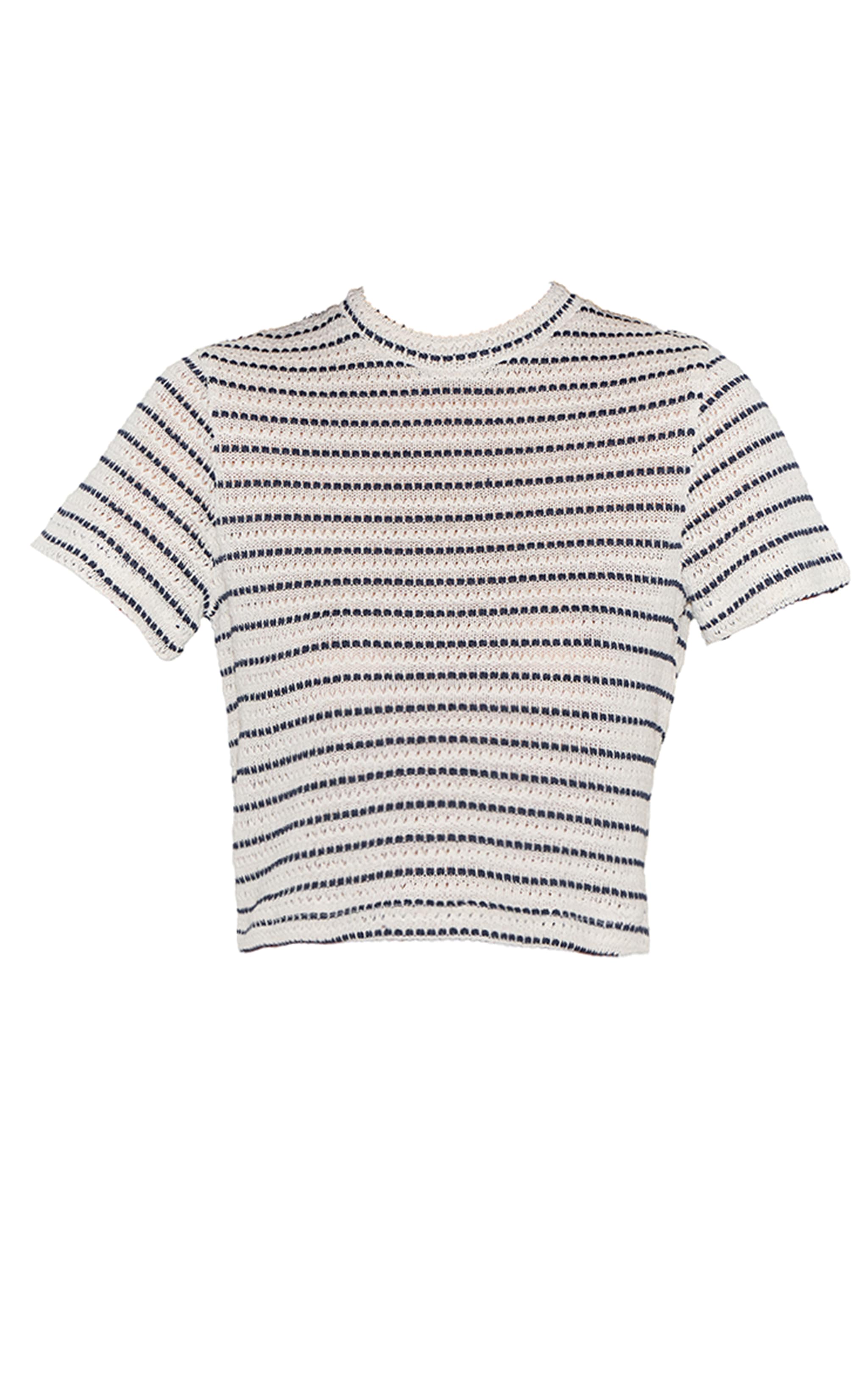 Navy Textured Striped Top image 5