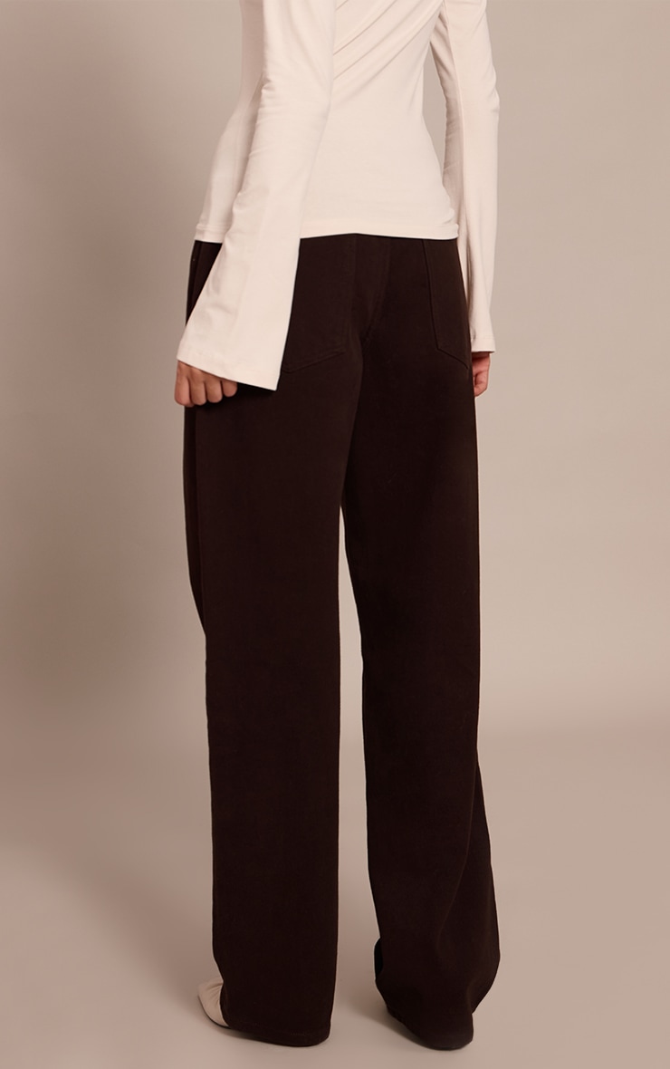 PRETTYLITTLETHING Chocolate Mid Rise Boyfriend Jeans image 3