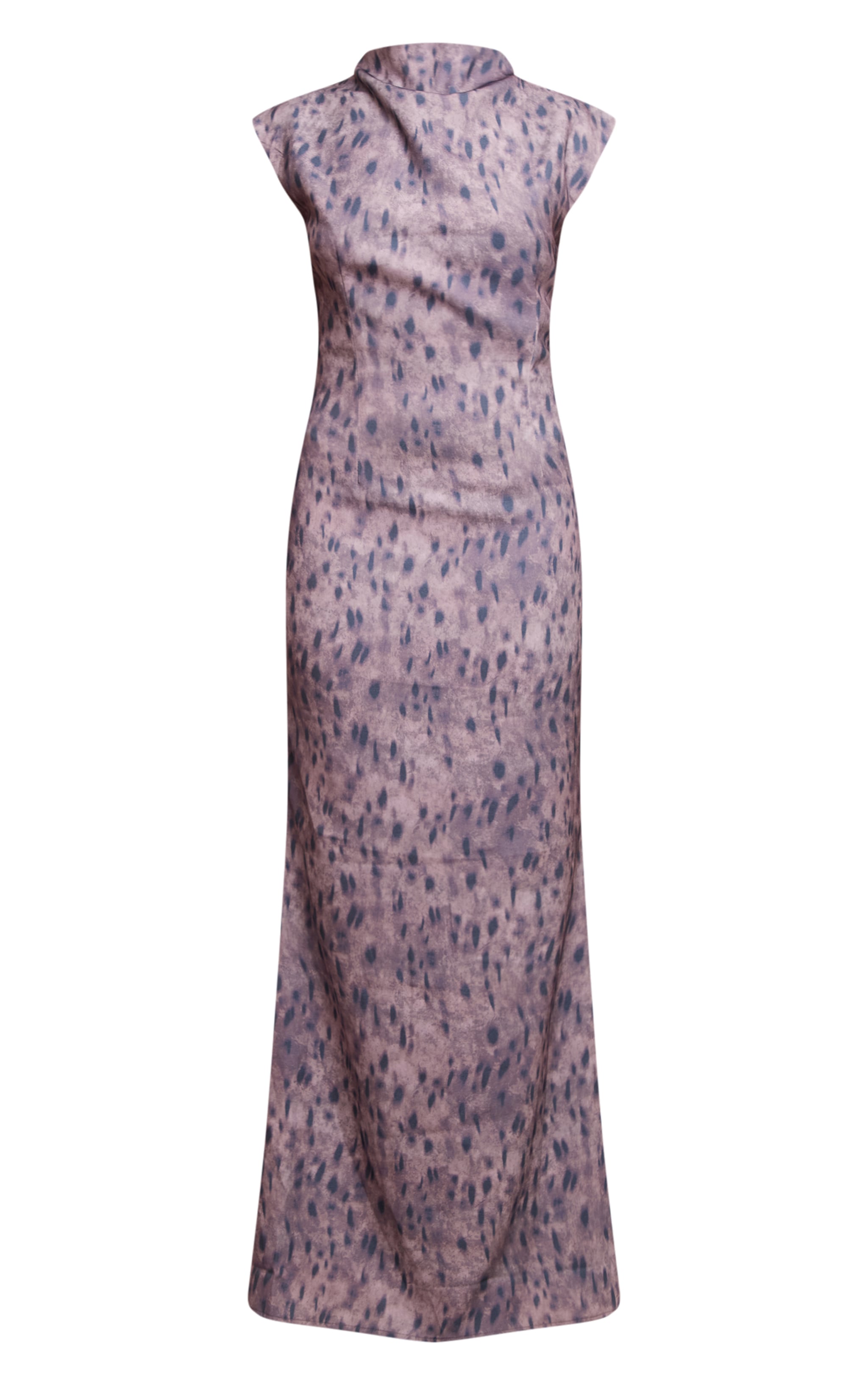 Brown Textured Printed High Neck Sleeveless Maxi Dress image 5