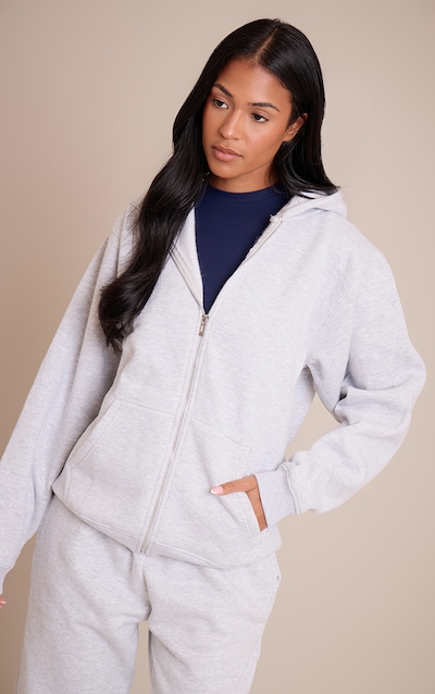 Tall Ash Grey Zip Through Hoodie