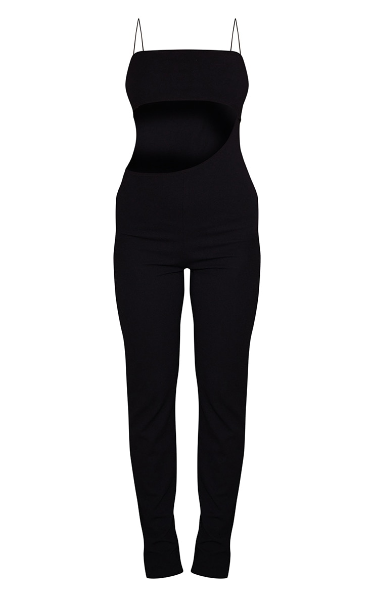 Black Crepe Cut Out Straight Leg Jumpsuit image 1