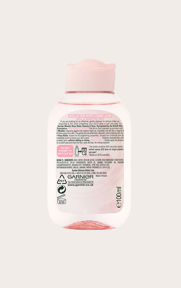 Garnier Micellar Rose Water Cleanse & Glow 100ml image 2