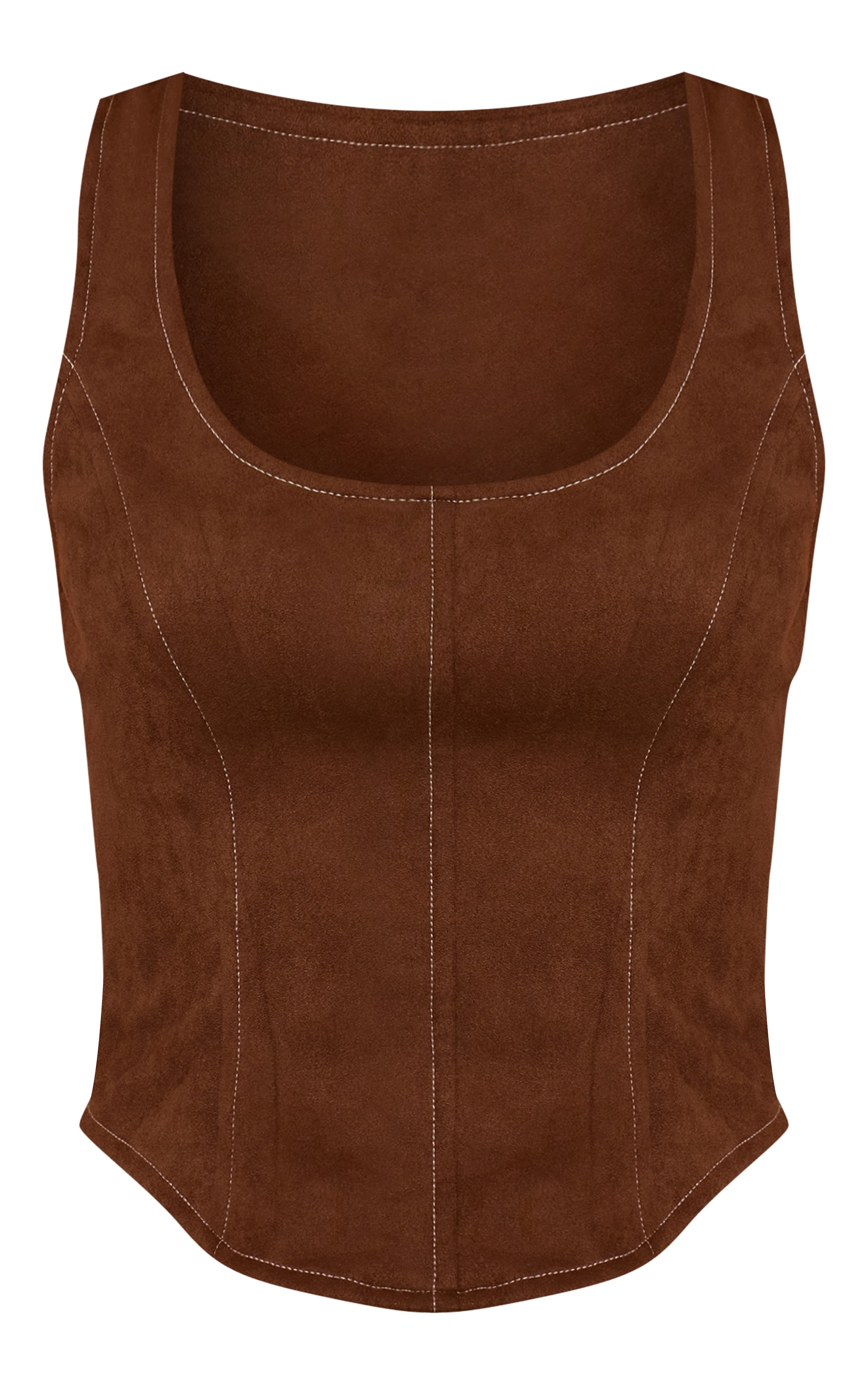 Chocolate Suede Contrast Stitch Corset Top  image 5