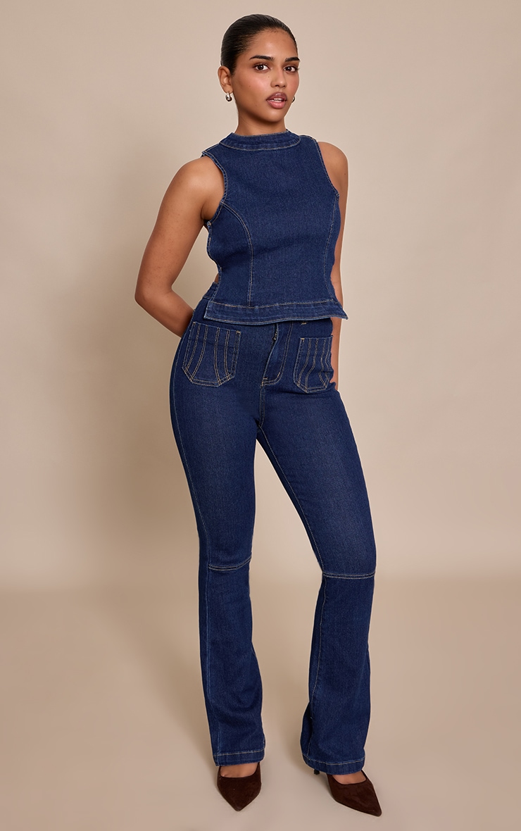 Petite Jean flare ajusté indigo image 2