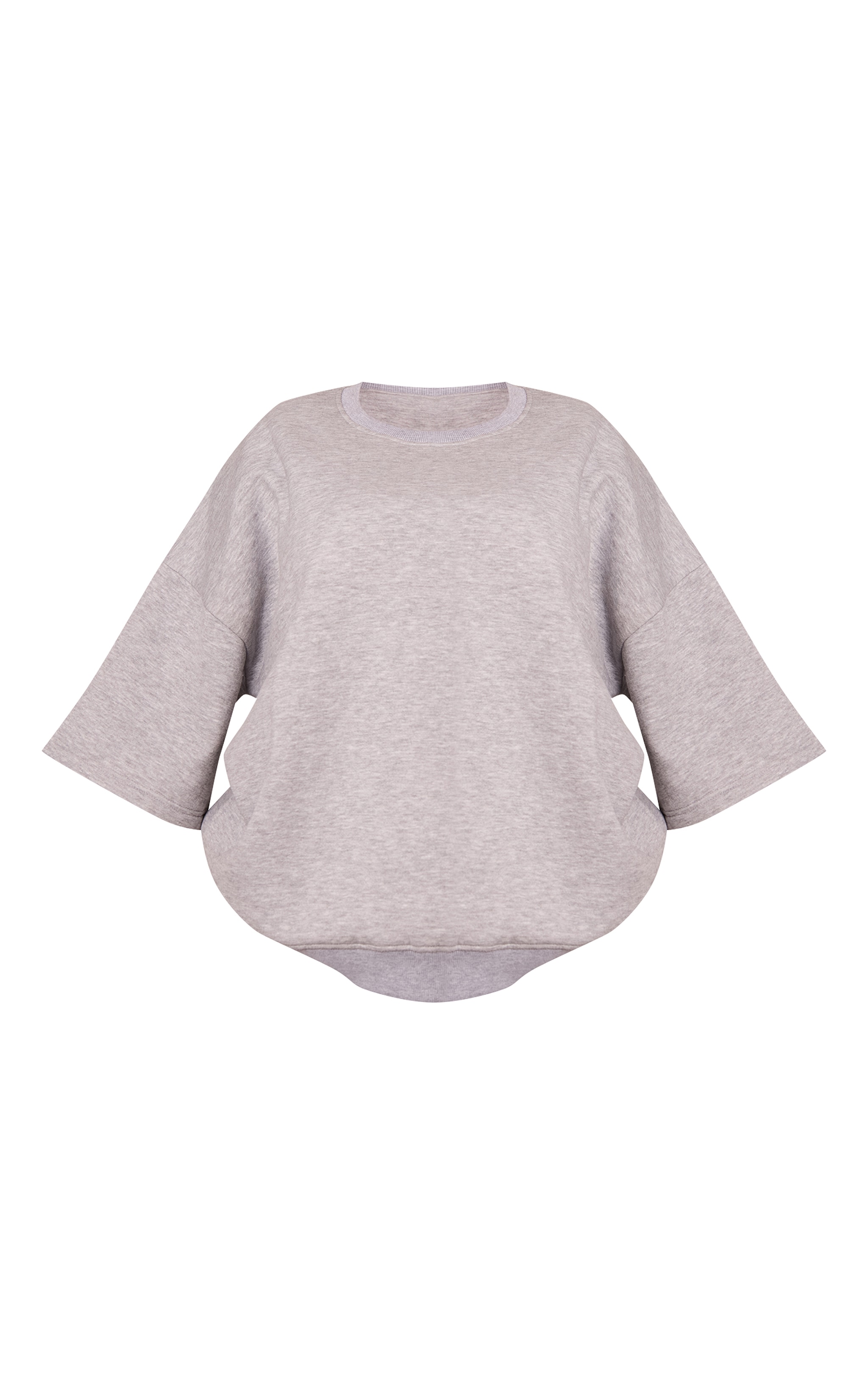 Plus Grey Marl Oversized Drop Shoulder Sweat T-Shirt image 5