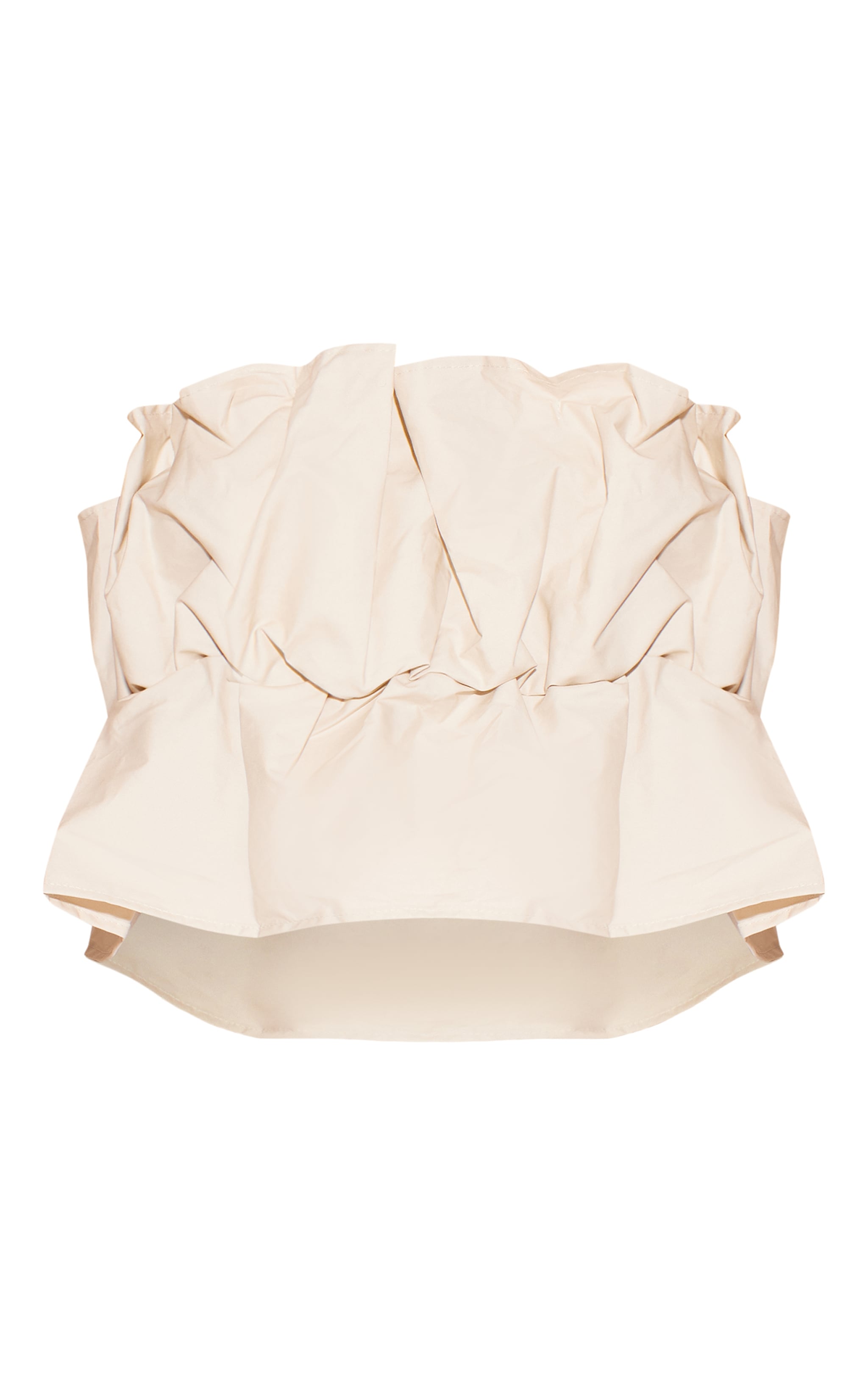 Beige Ruffle Bandeau Crop Top image 5