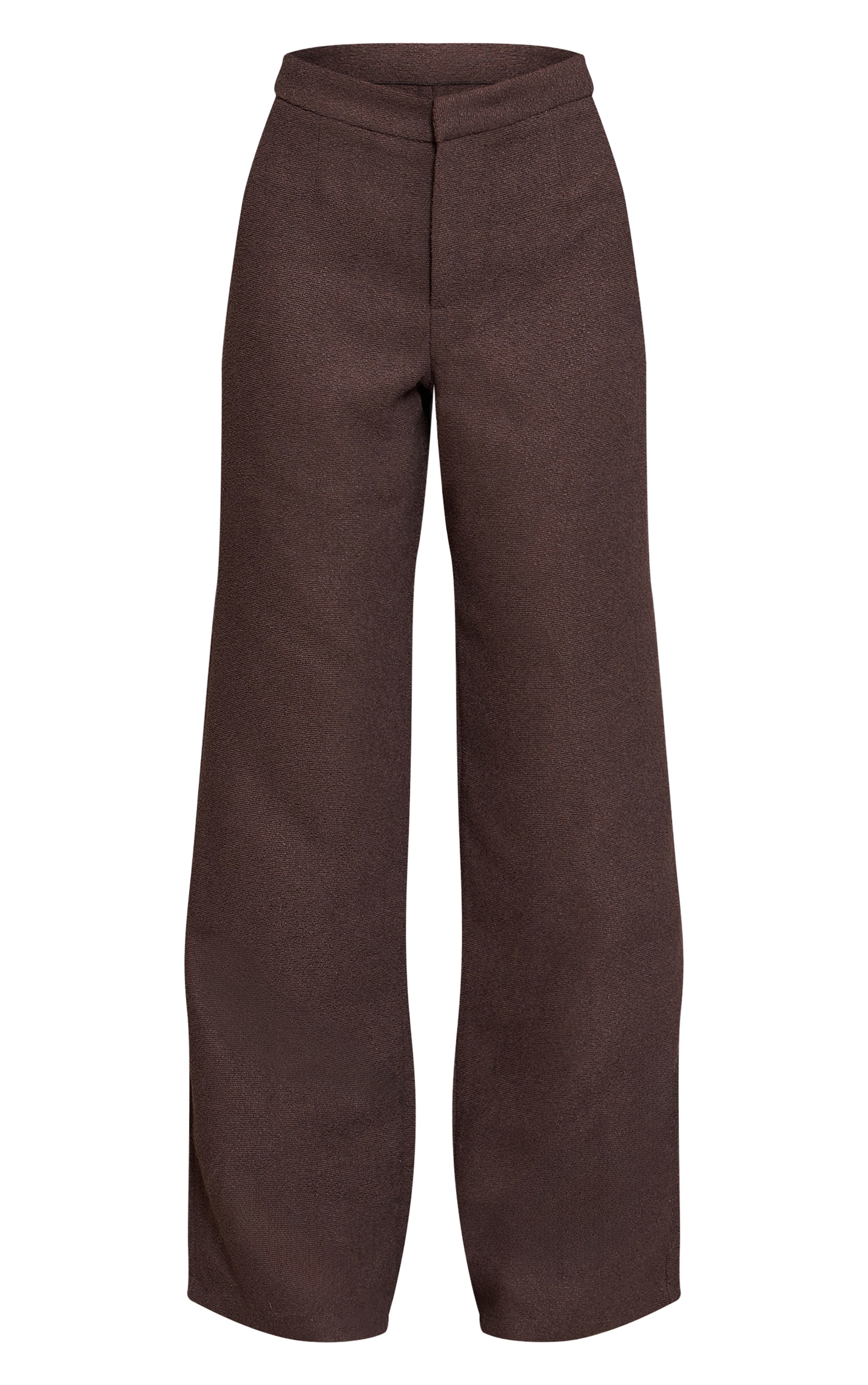 Dark Brown Boucle Low Rise Straight Leg Pants image 5