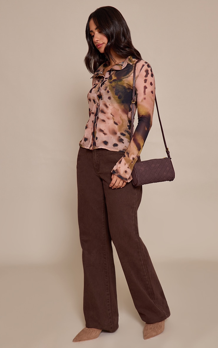 Petite Multi Printed Cinched Sheer Shirt  image 3