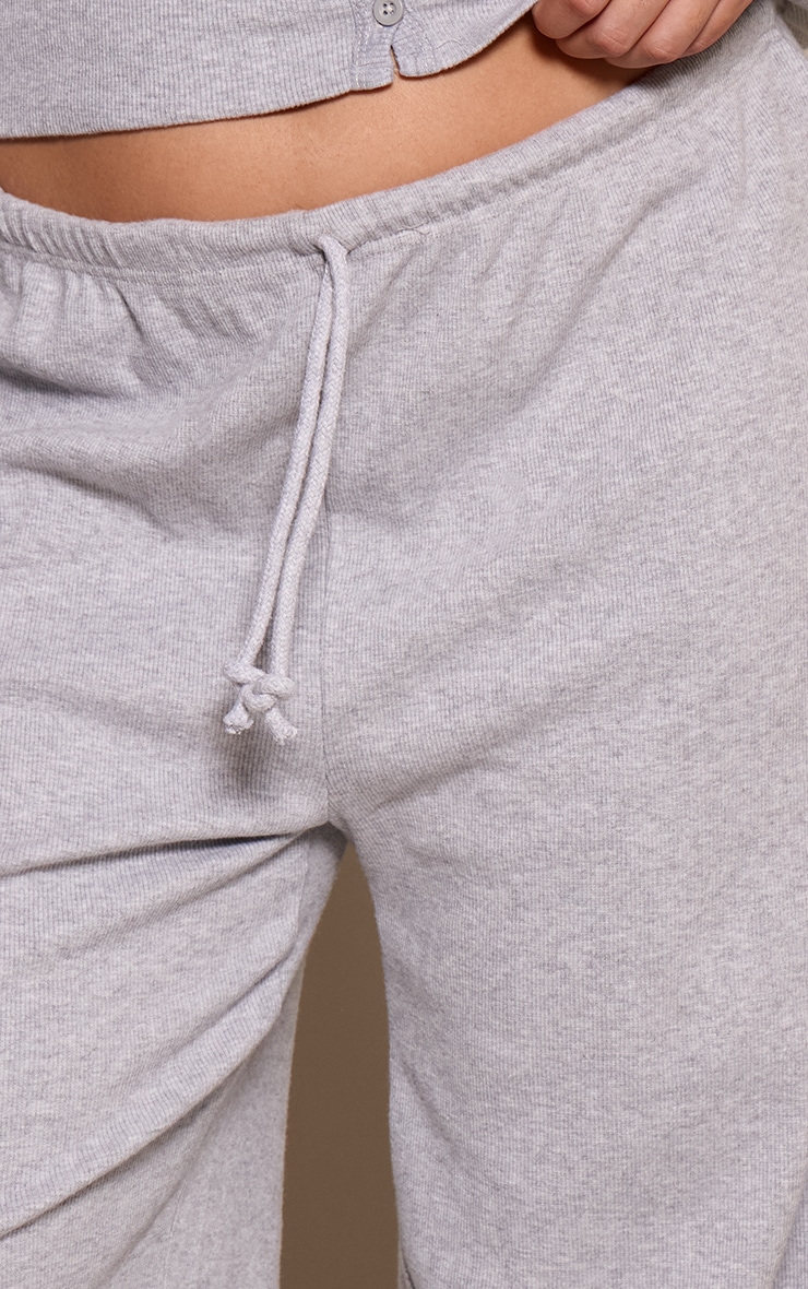 Plus Grey Marl Soft Rib Elasticated Waist Trousers image 4