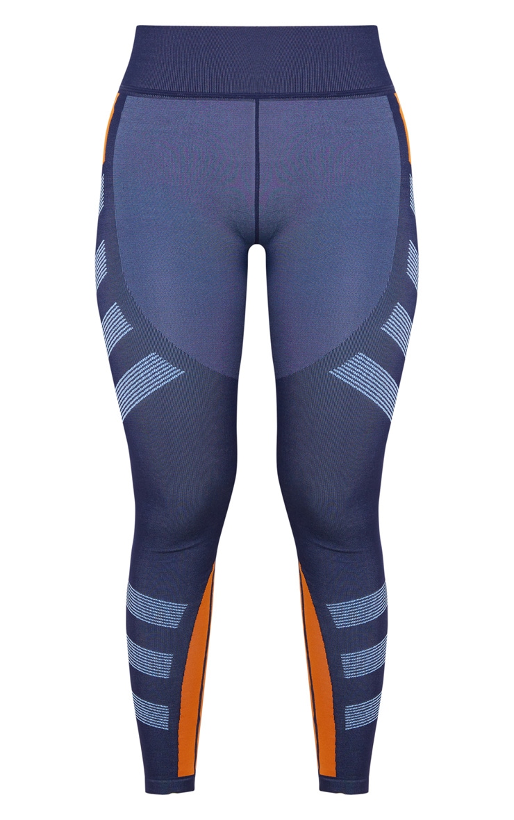 Blue Colour Block Seamless Leggings image 3