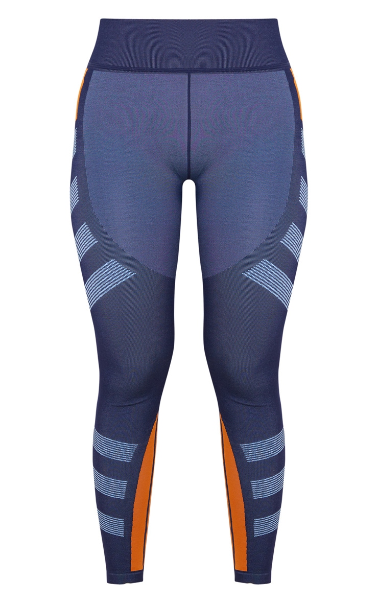 Blue Color Block Seamless Leggings image 3