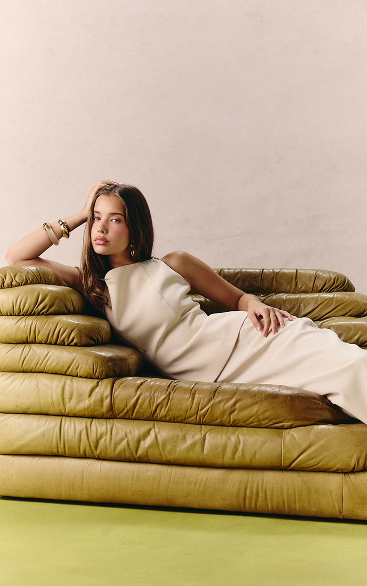 Cream Woven Strappy Square Peplum Top image 1