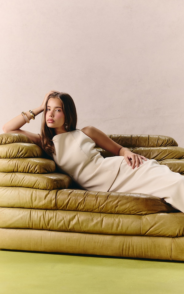 Cream Woven Strappy Square Peplum Top