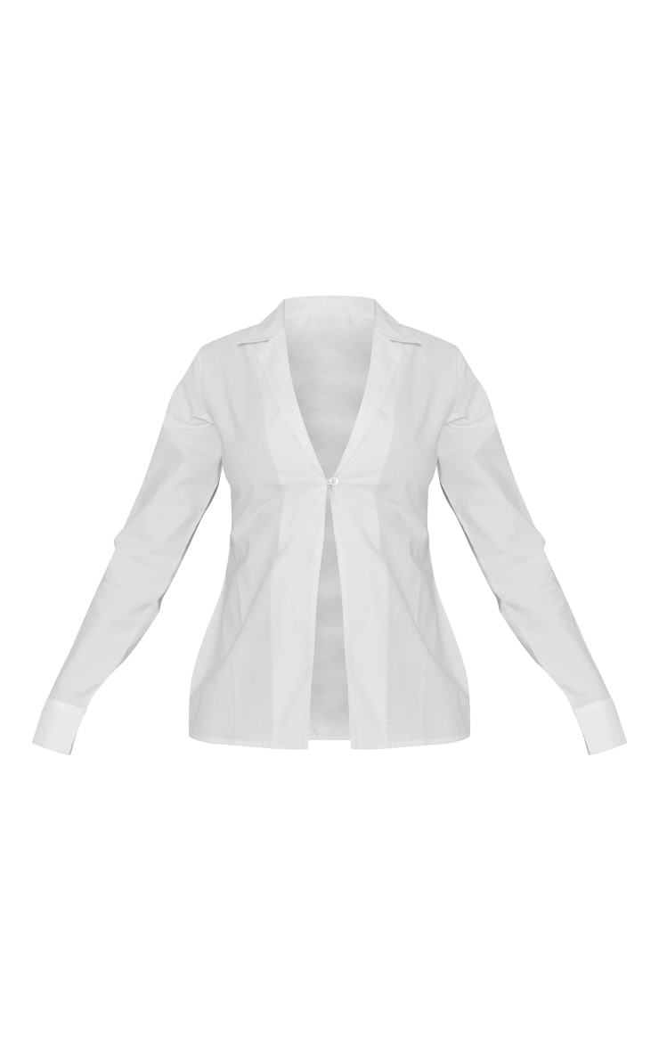 White Linen Look Fitted Shirt image 5