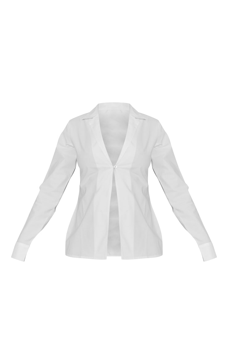 White Linen Look Fitted Shirt image 5