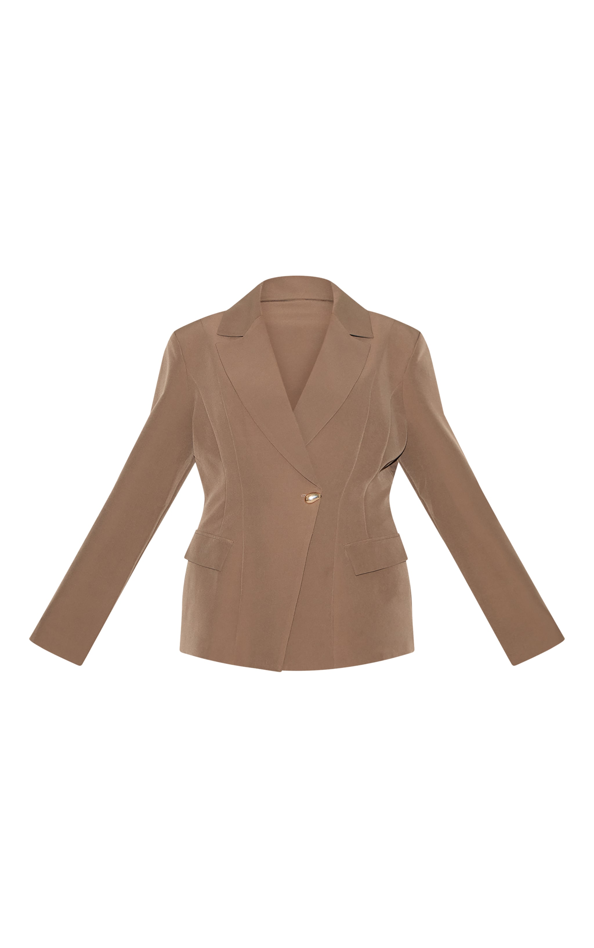 Plus Mushroom Cinched Waist Lapel Point Detail Blazer image 5