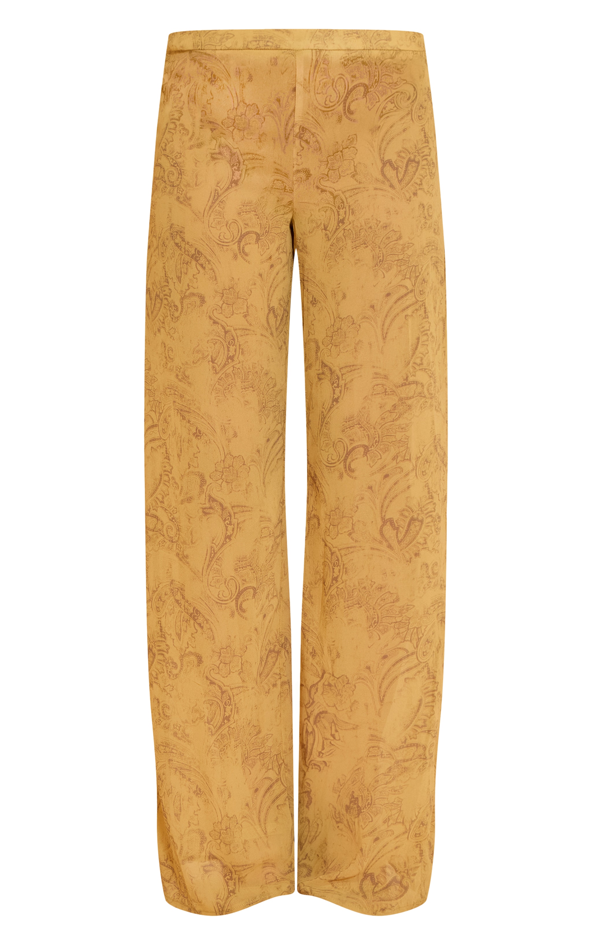 Chartreuse Abstract Print Chiffon Straight Leg Pant image 5
