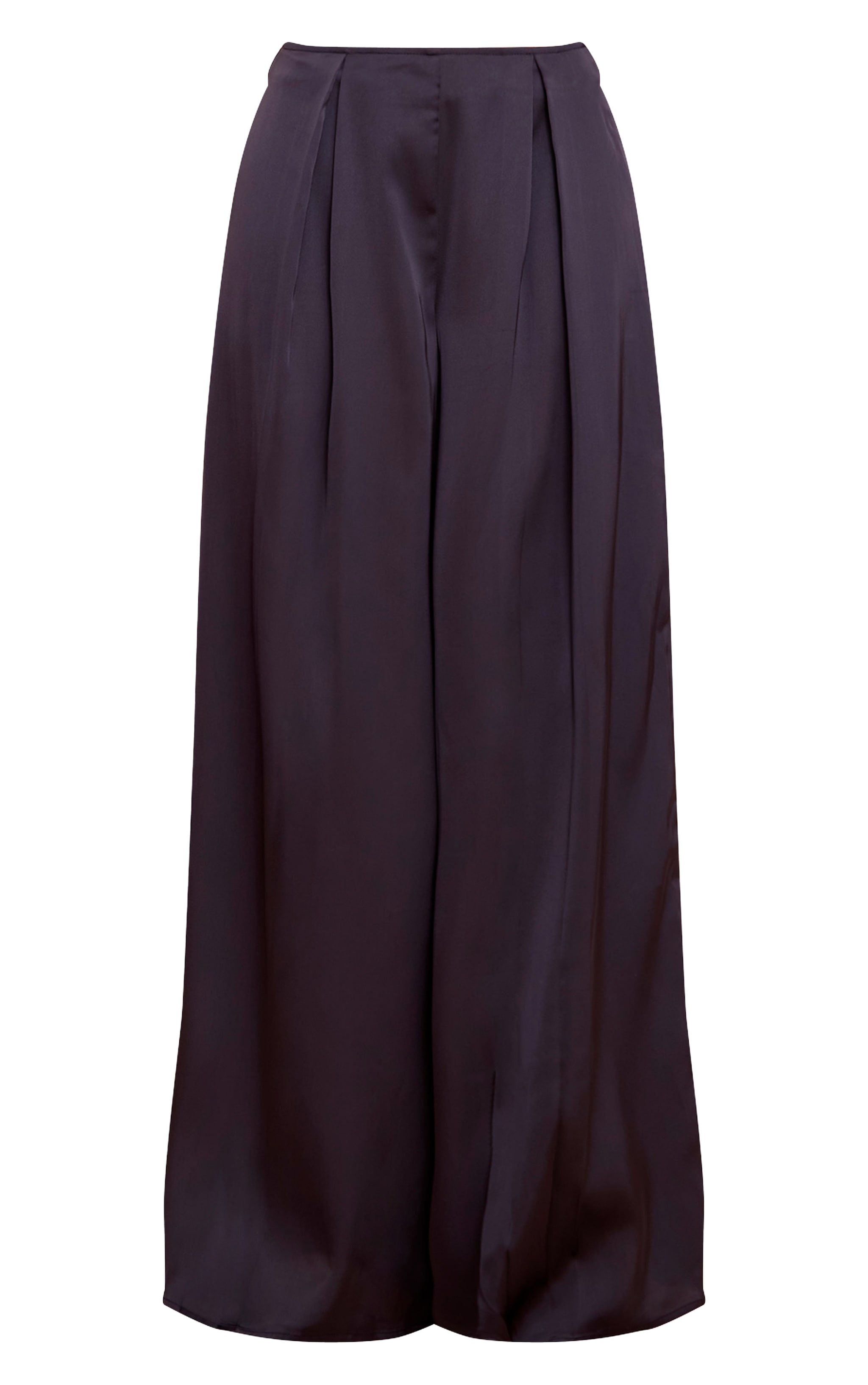 Navy Pleated Satin Wide Leg Pants image 5