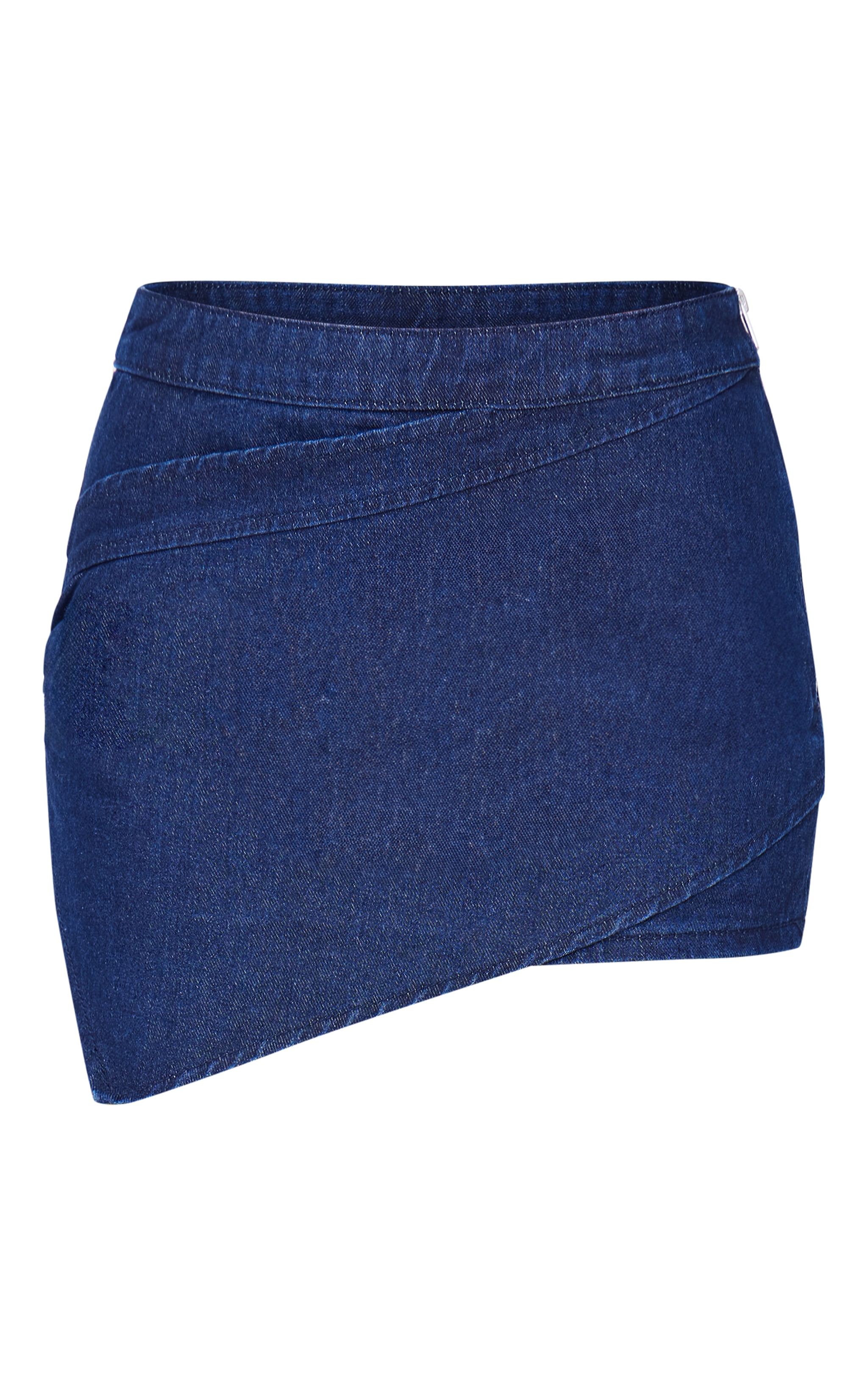 Indigo Asymmetric Layered Panel Denim Mini Skirt image 6