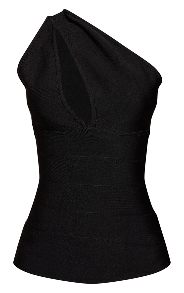 Black Bandage Asymmetric One Shoulder Top image 5