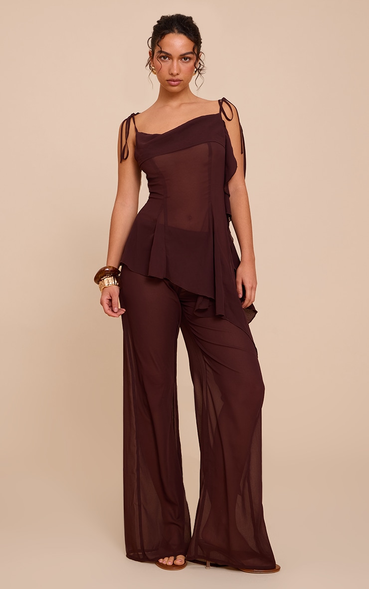  Plum Chiffon Straight Leg Pant image 1