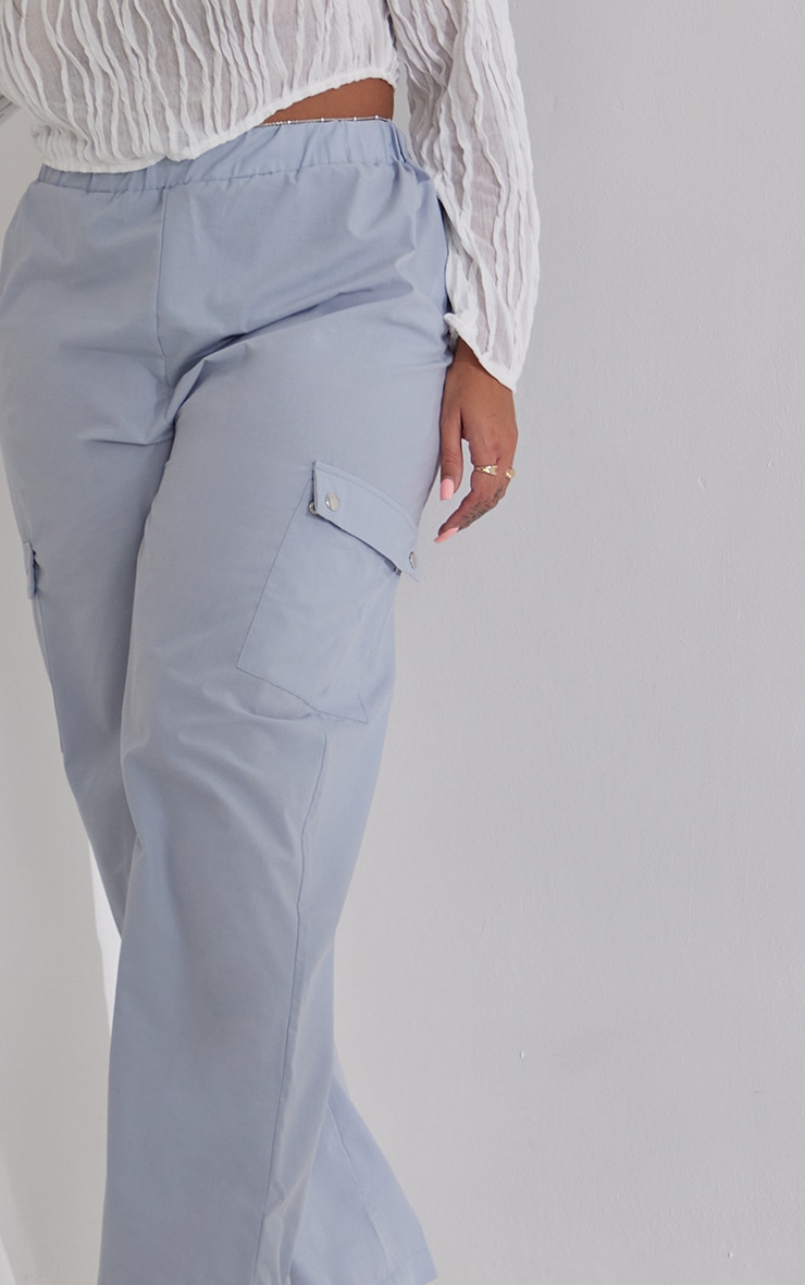 Plus Grey Cargo Popper Wide Leg Pants PrettyLittleThing USA