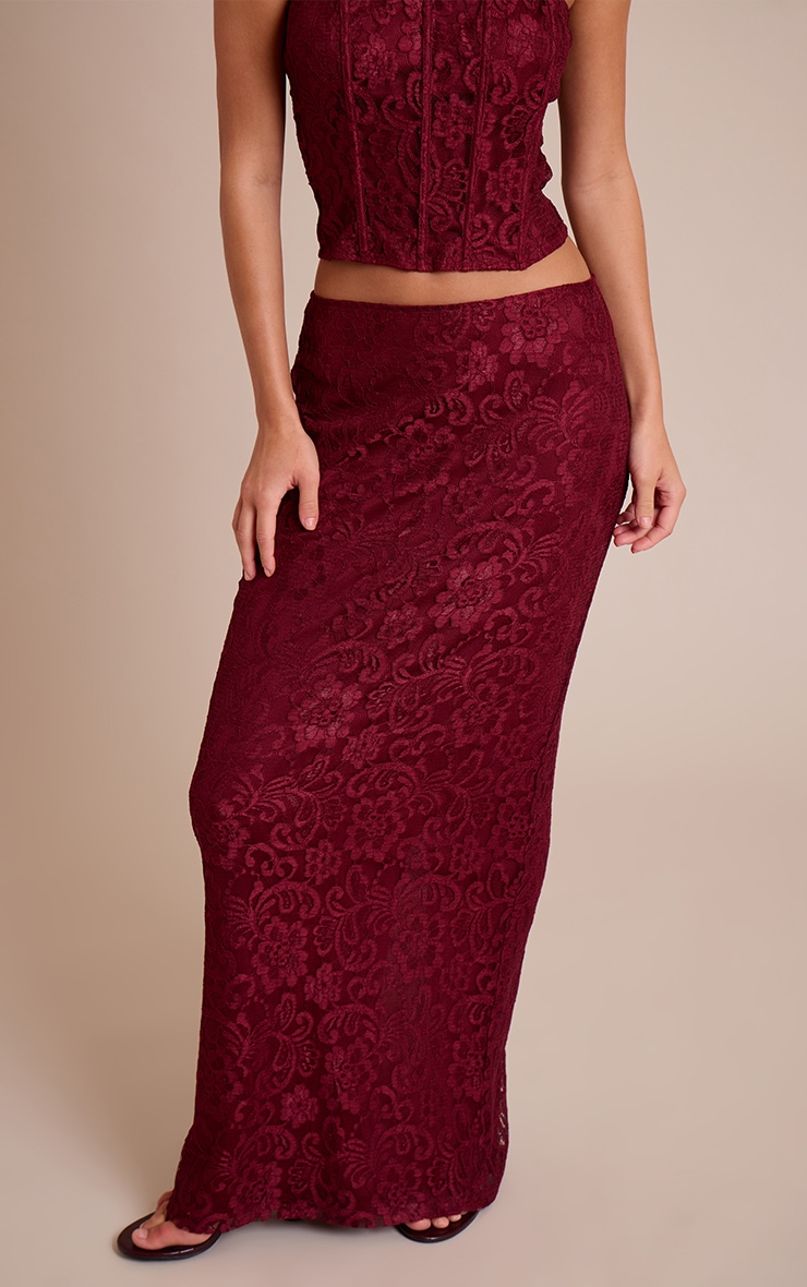Wine Lace Maxi Skirt image 2
