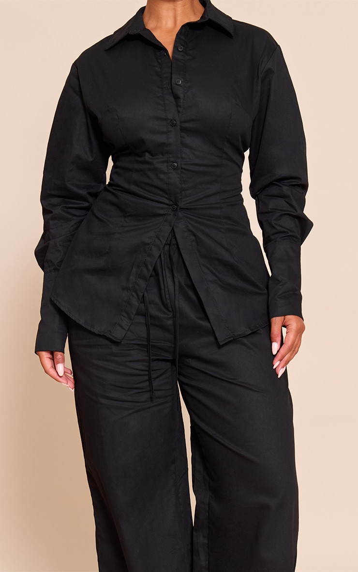 Shape Pantalon large noir à rayures et taille élastique image 4