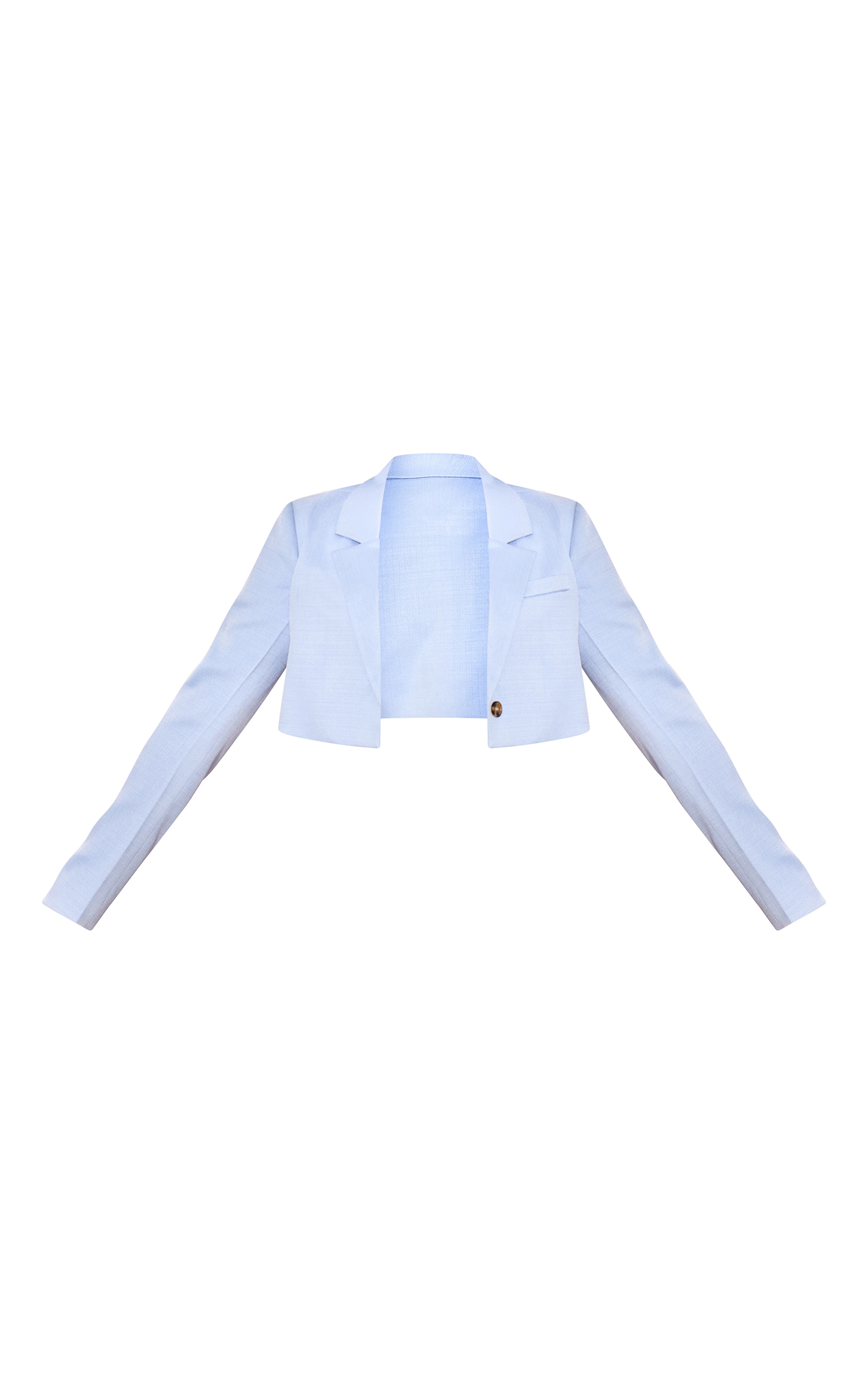 Cornflower Blue Linen Look Cropped Blazer image 5
