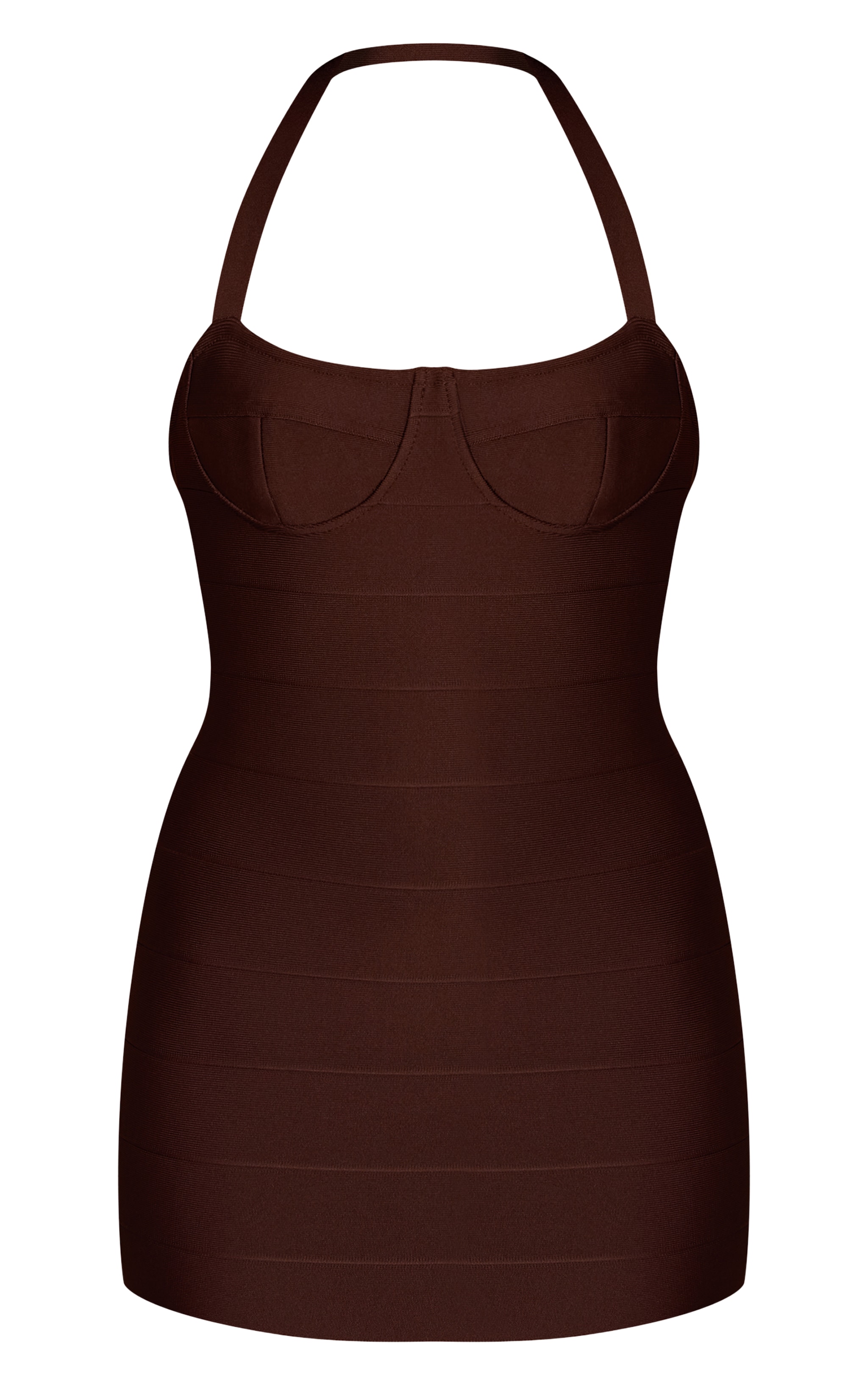 Mini robe bandage chocolat à dos nu et lisérés bonnets image 5