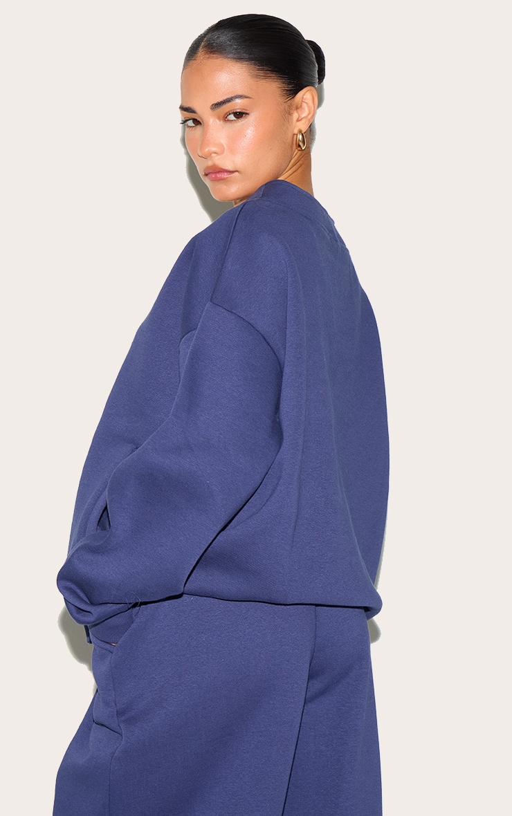 Petite Navy Button Up Side Pocket Sweatshirt image 2