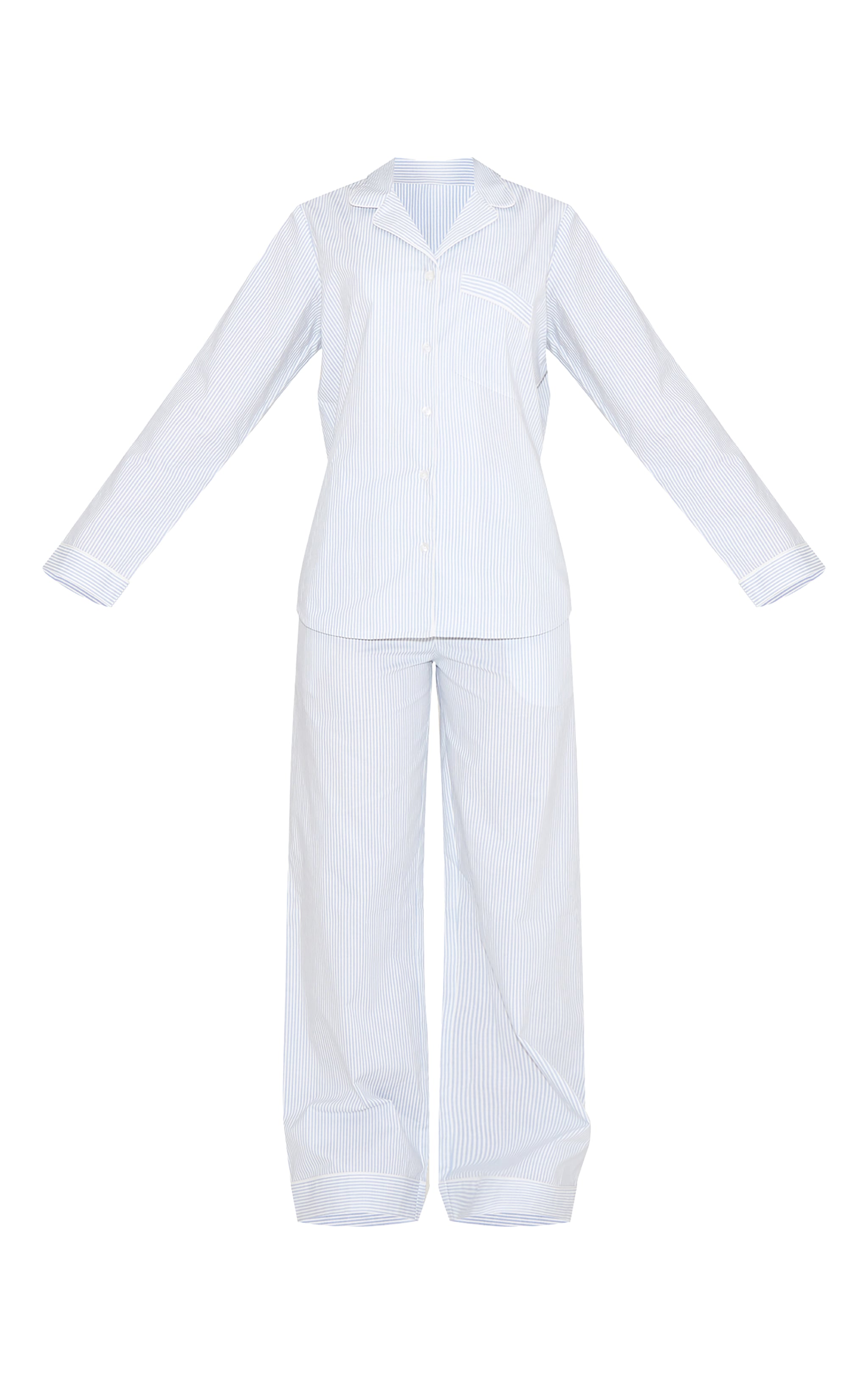 Ensemble de pyjama en popeline de coton bleu à fines rayures image 5
