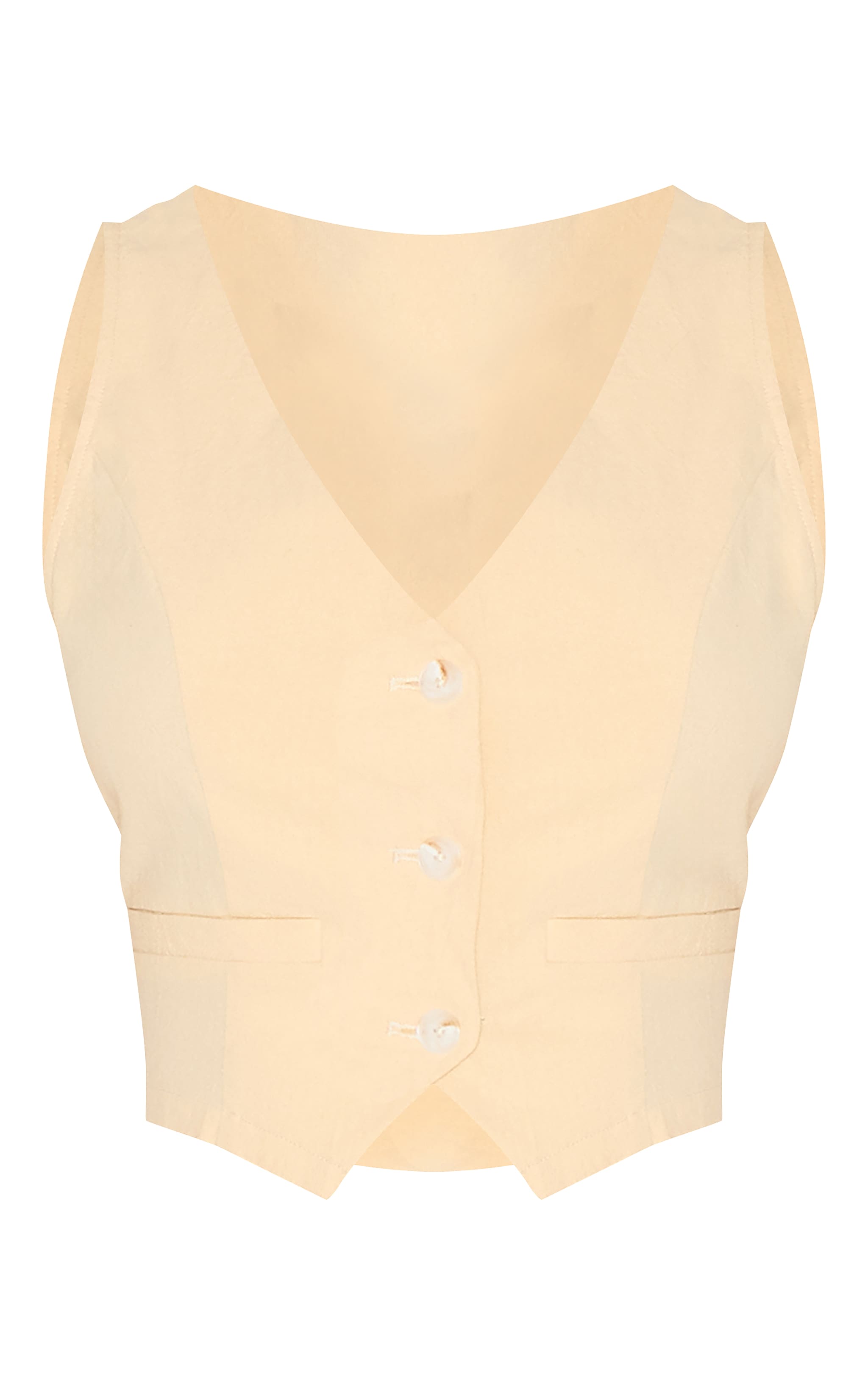 Butter Yellow Linen Look Backless Vest image 5