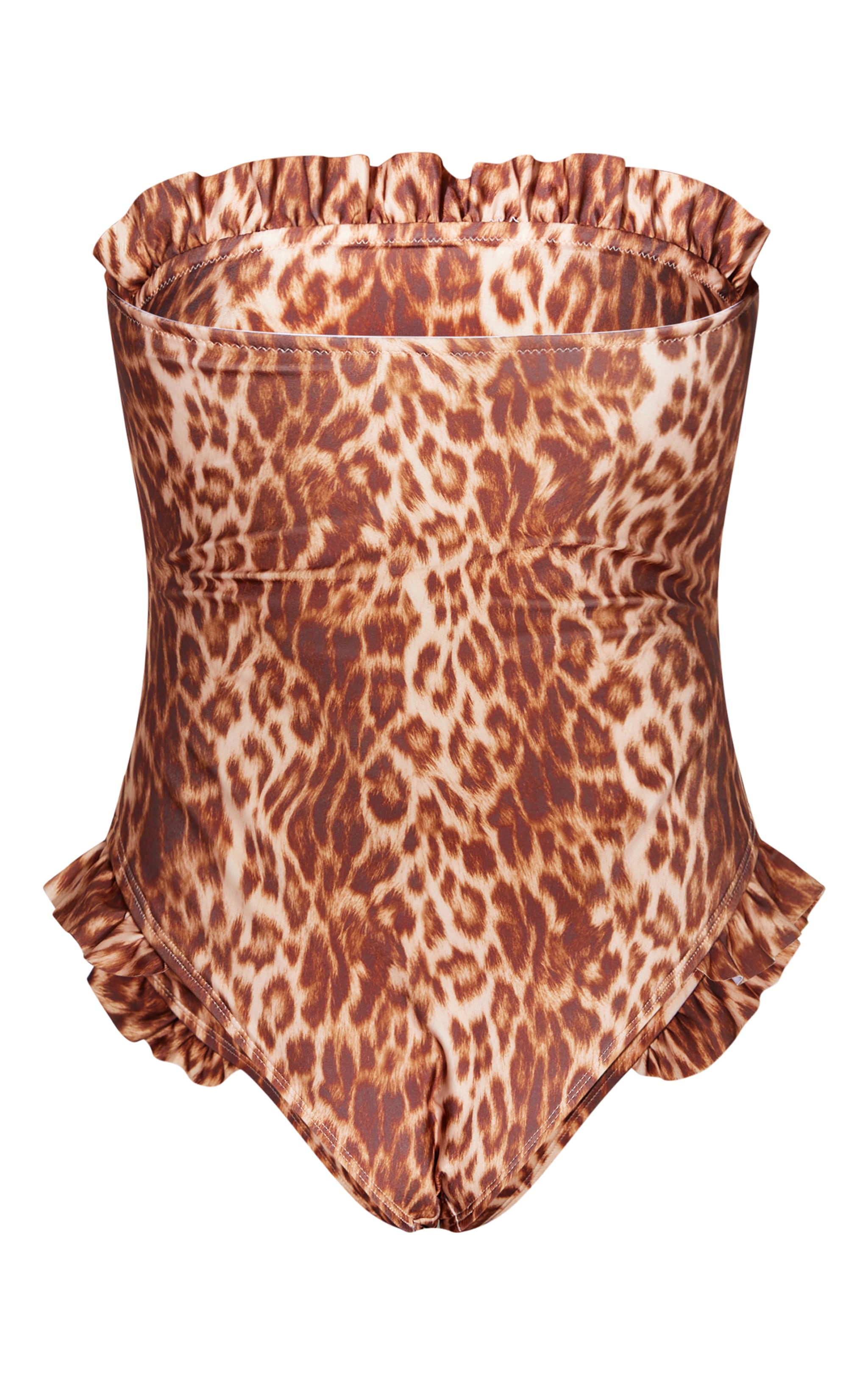 Leopard Print Frill Detail Bandeau Swimsuit image 6