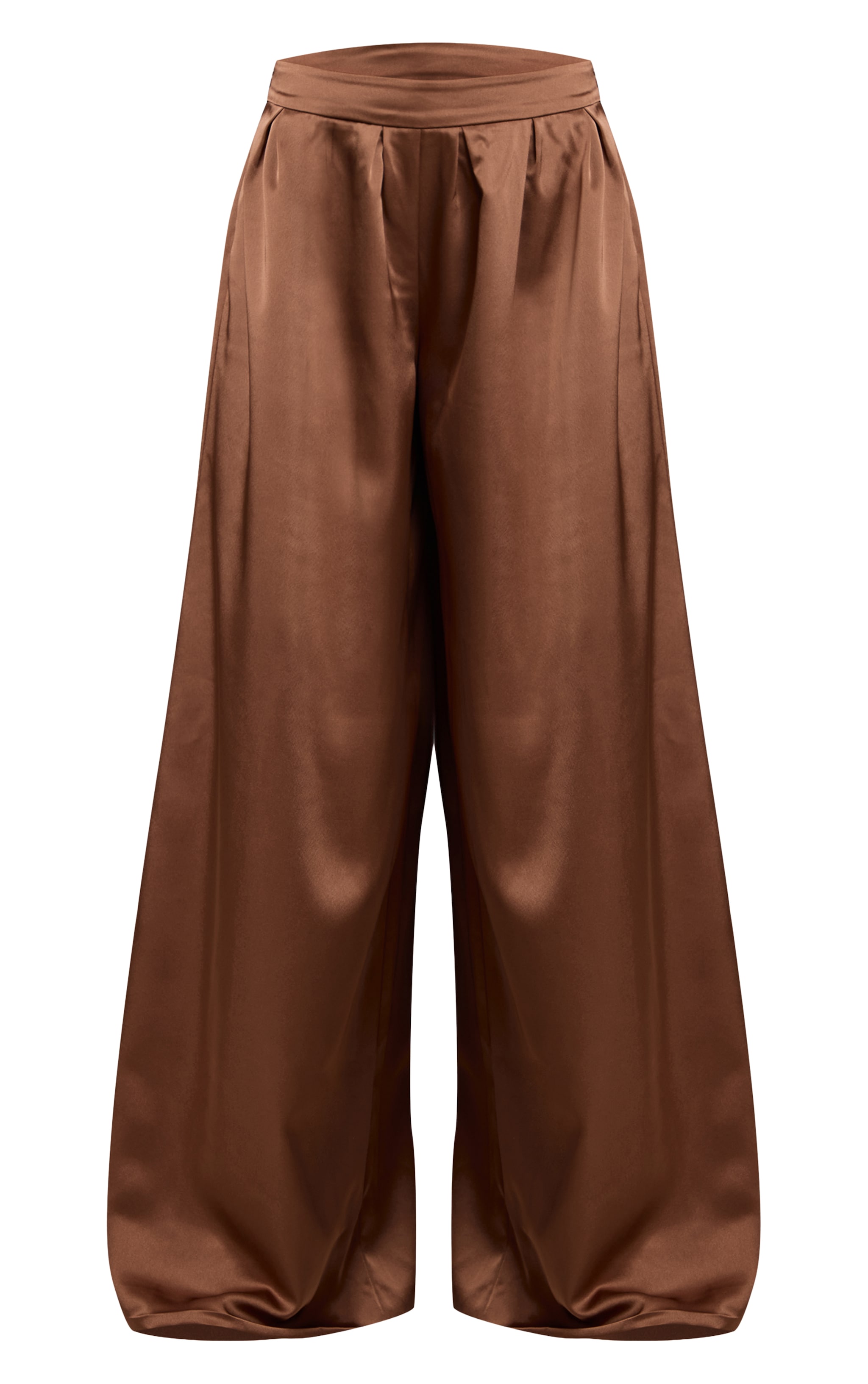 Mushroom Satin Pleated Wide Leg Pants image 5