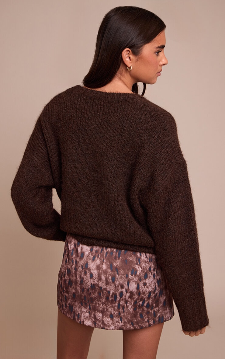 Mini-jupe trapèze tissée imprimé marron image 3