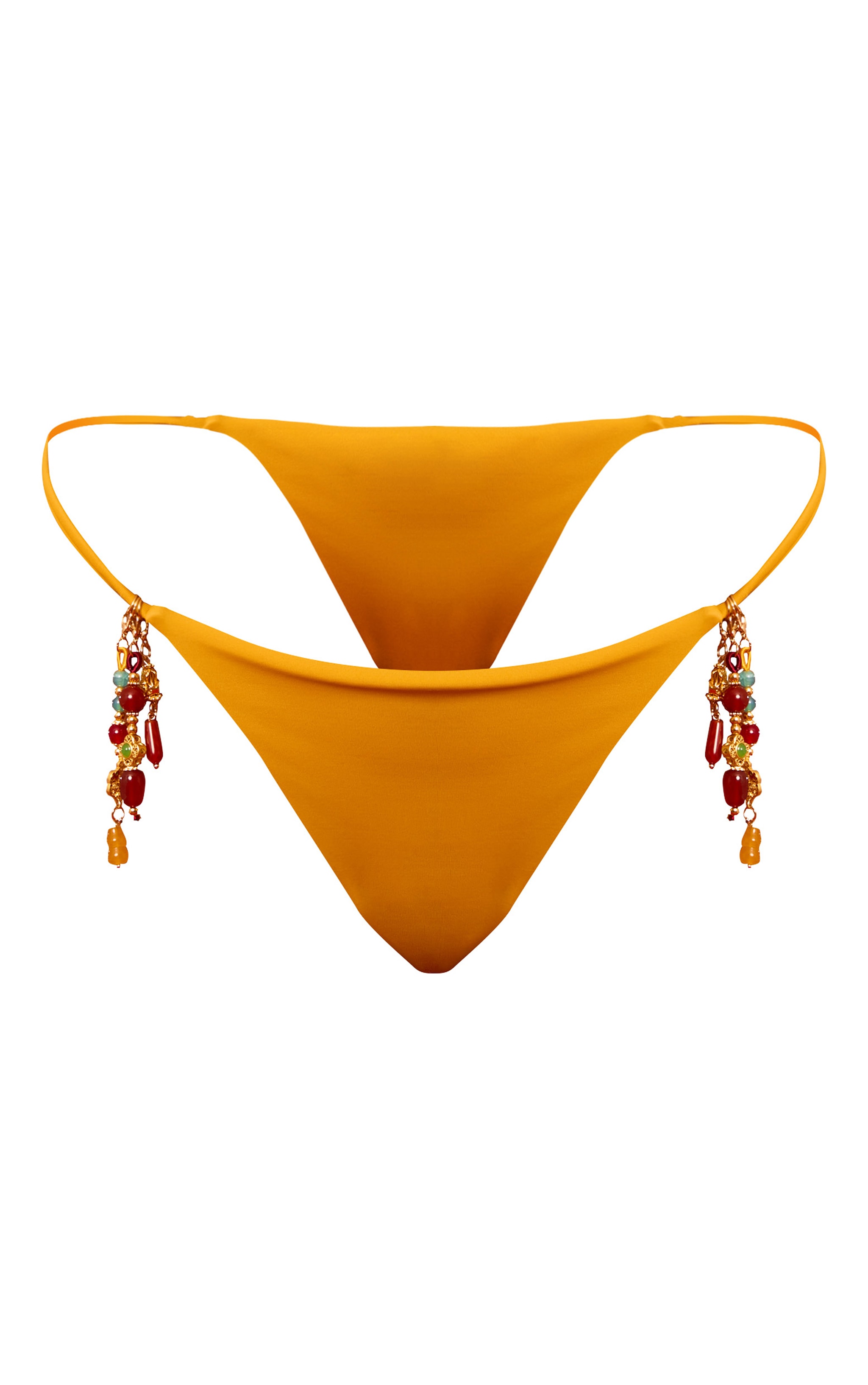 Mustard Charm Trim String Tanga Bikini Bottoms image 5