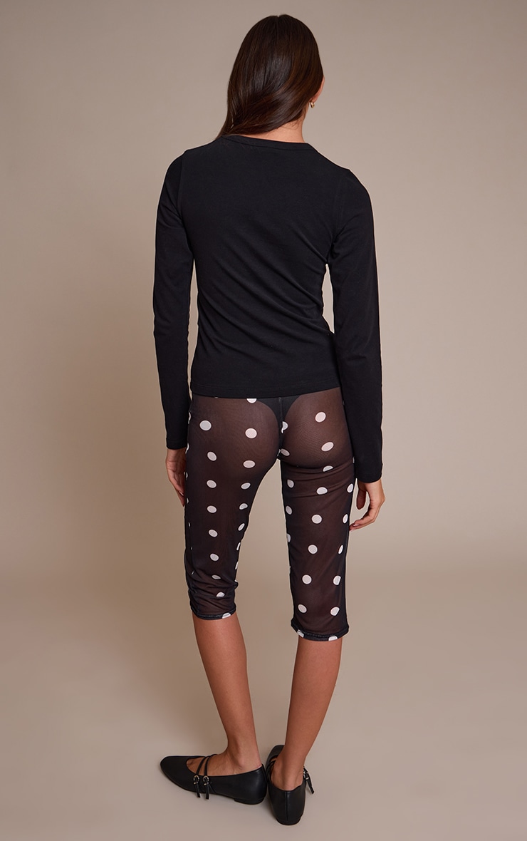 Black Mesh Polka Dot Capri Pants image 3