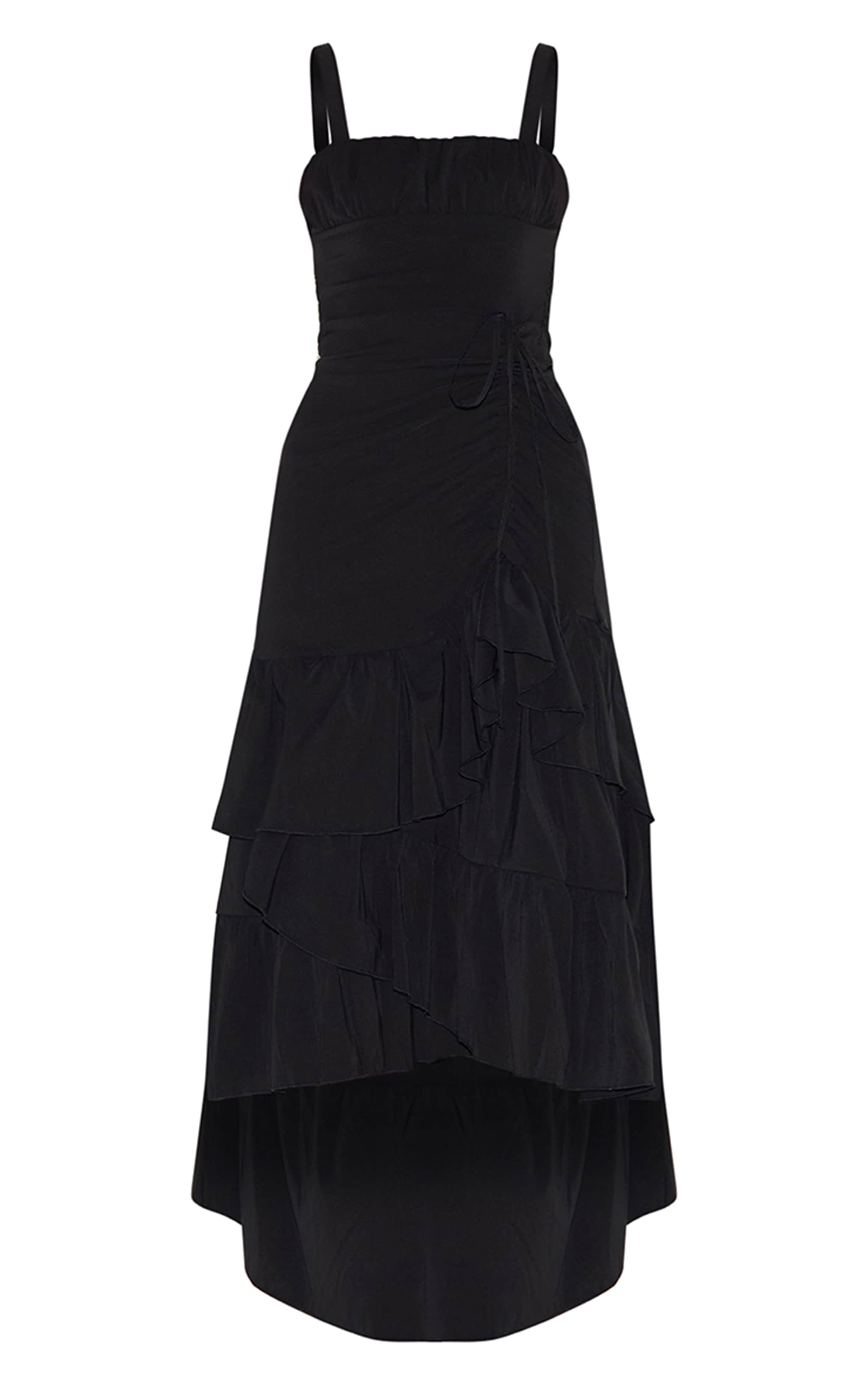 Black Strappy Ruched Detail Maxi Dress image 5