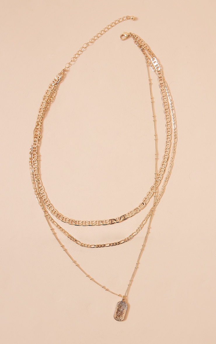Gold Paved Dog Tooth Layered Necklace PrettyLittleThing