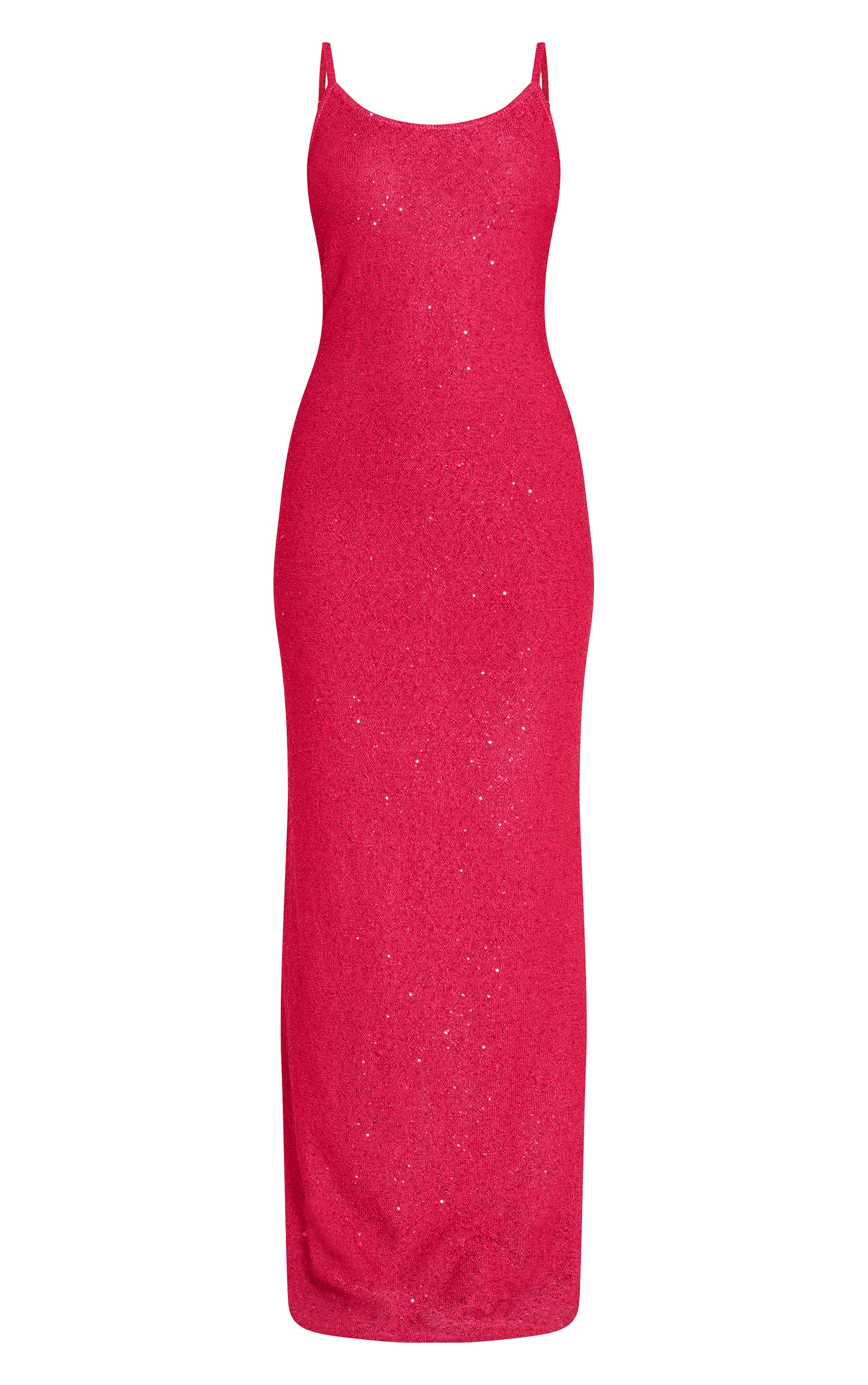 Petite Bright Pink Sequin Knitted Maxi Dress image 5