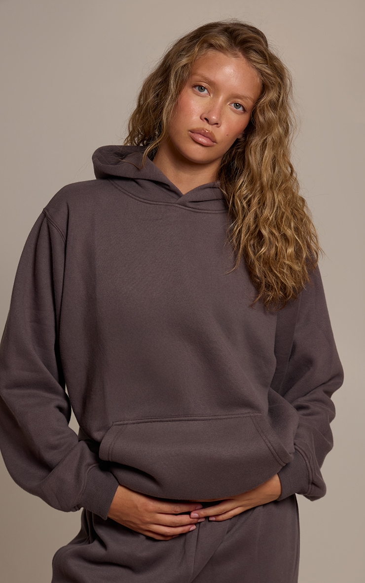 Charcoal Cotton Fleece Pullover Hoodie image 4