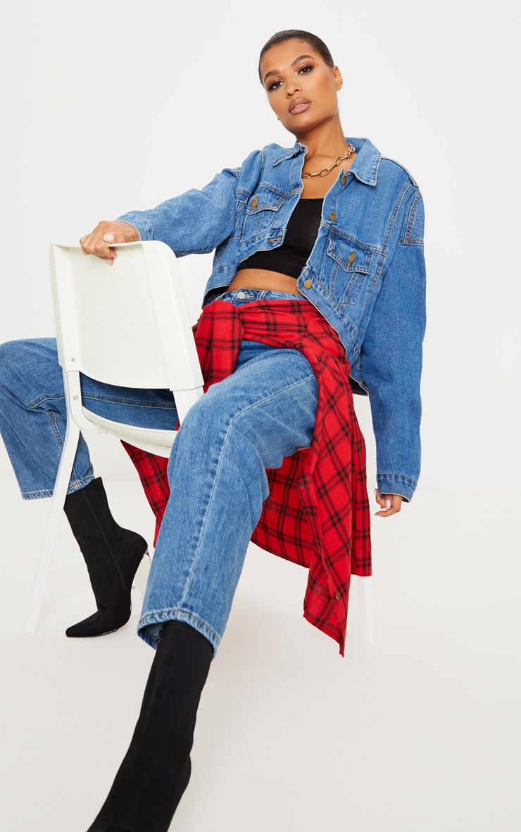 Mid Wash 4 Pocket Oversized Denim Jacket