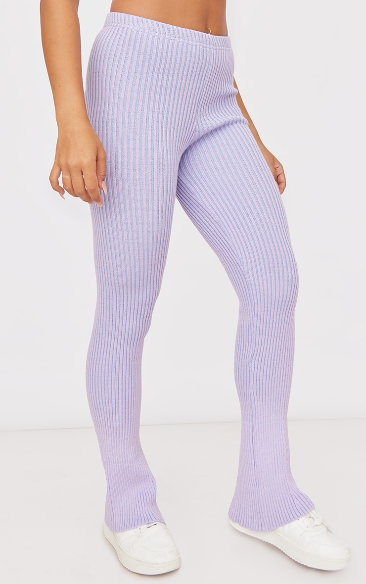 Lilac Two Tone Wide Leg Knit Trousers image 2