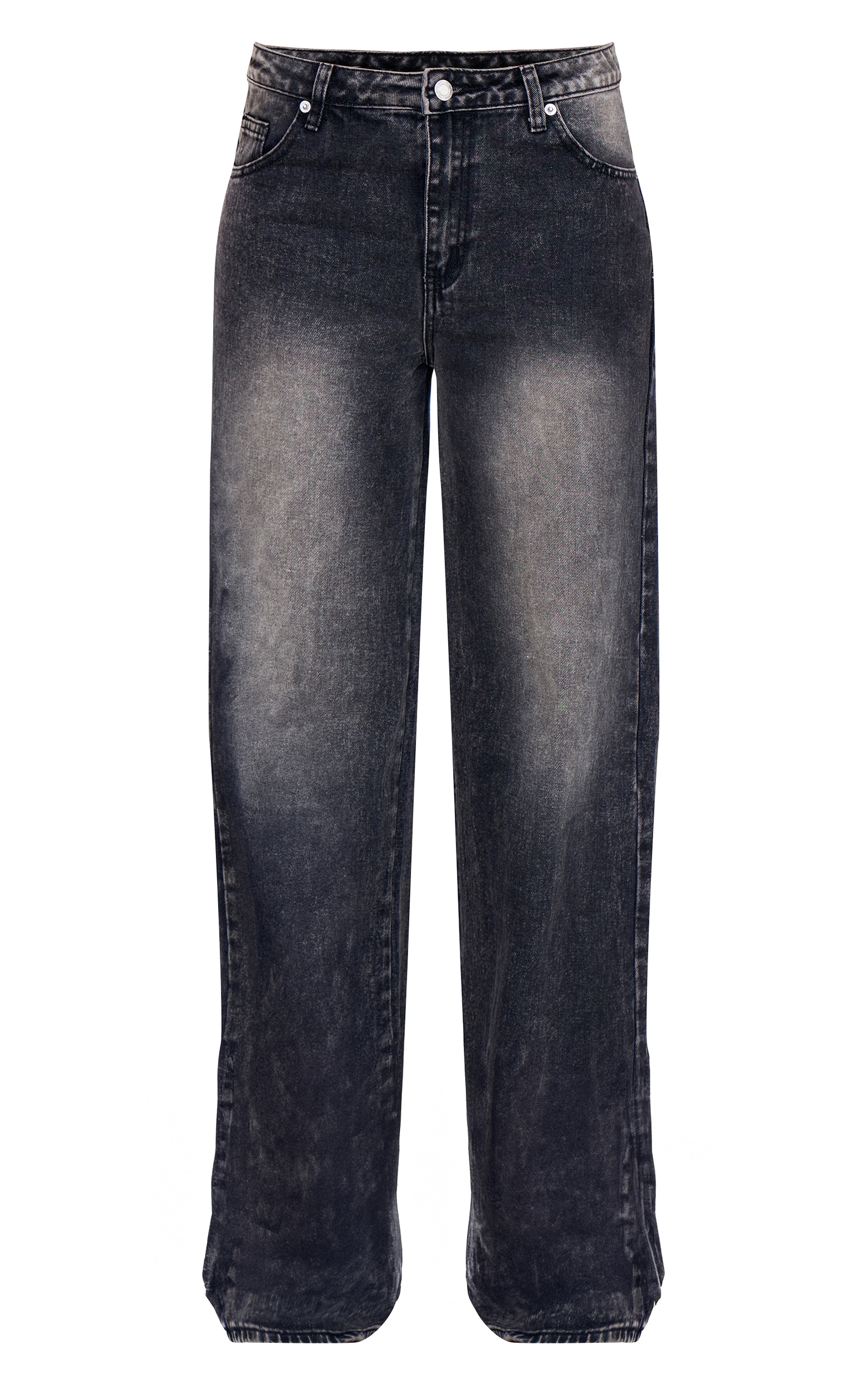 Tall Washed Grey Mid Rise Wide Leg Jeans image 5