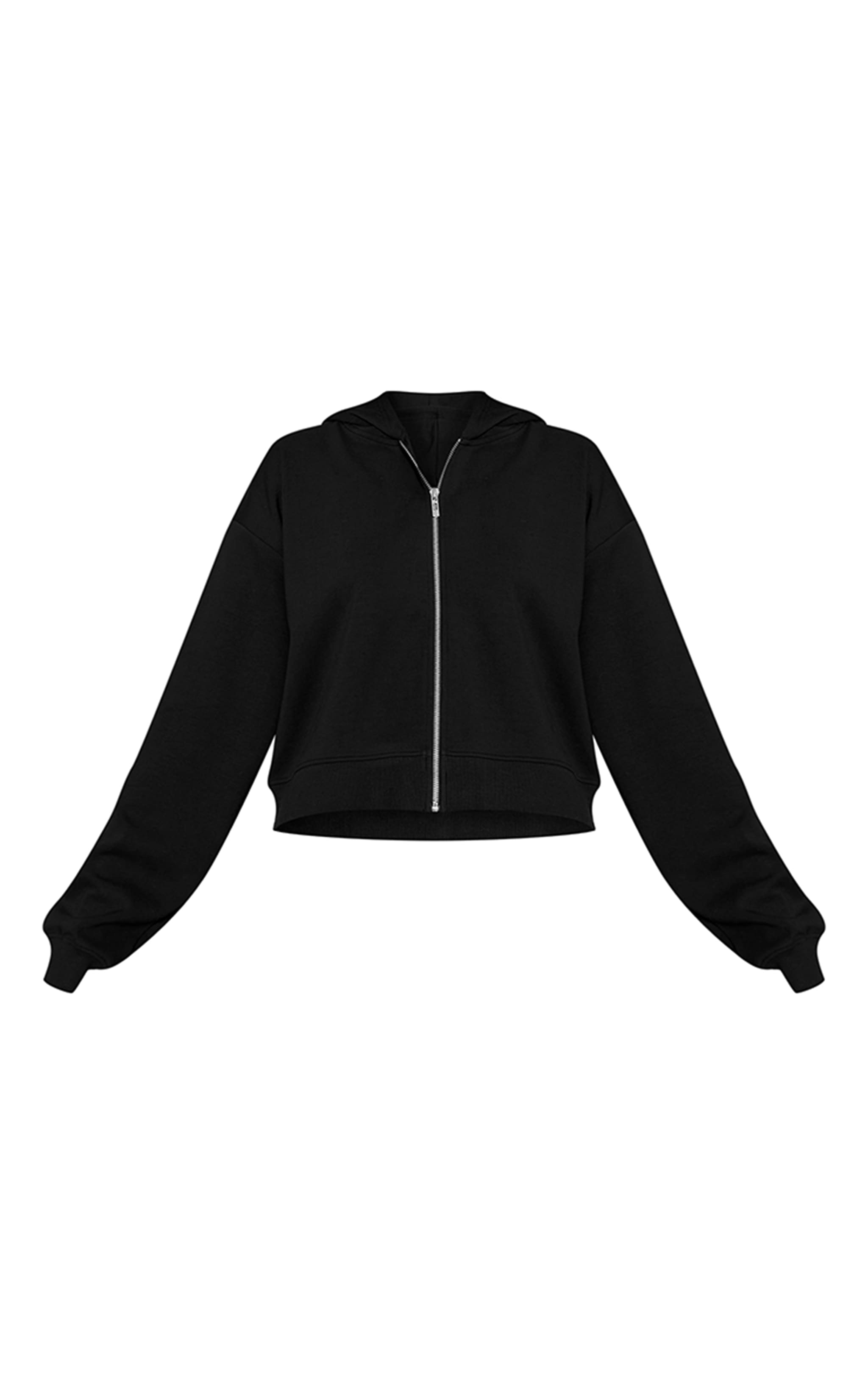 Black Interlock Cropped Zip Up Hoodie image 5