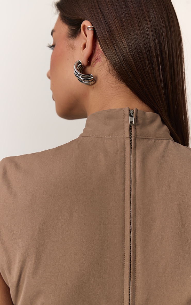 Mushroom High Neck Cut Out Detail Tie Front Top  image 2