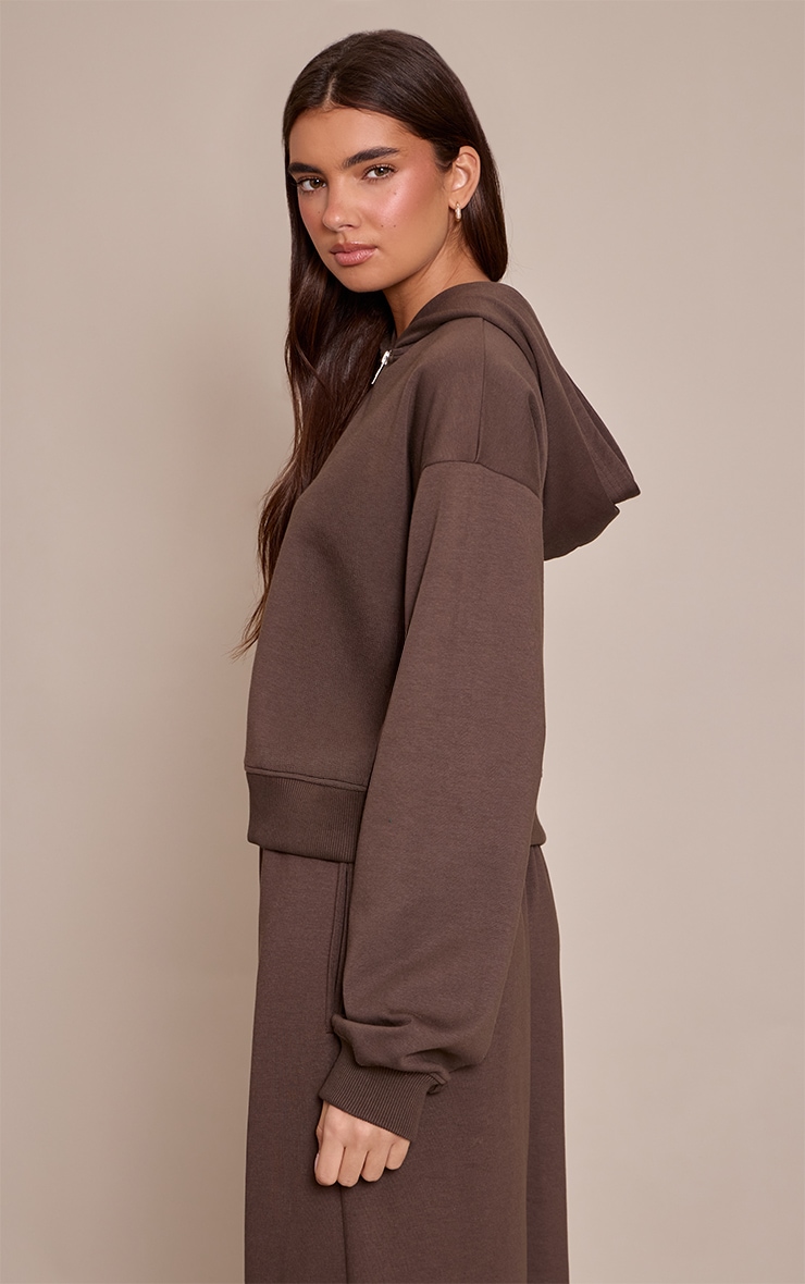 Chocolate Interlock Cropped Zip Up Hoodie | Athleisure